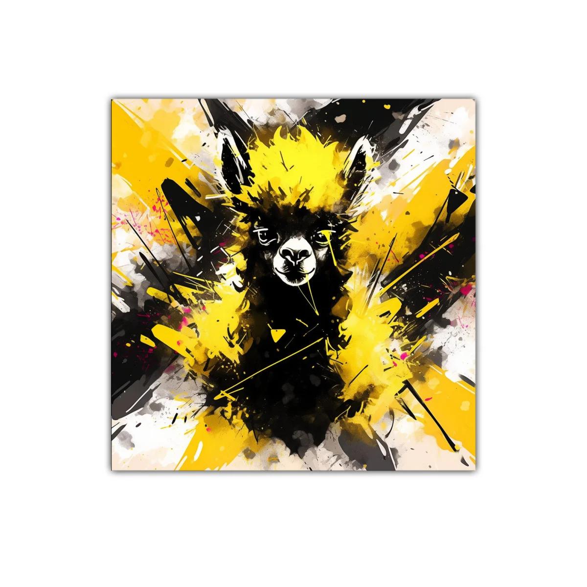 Llama Vibrante con Explosión de Amarillo y Negro — imagen principal