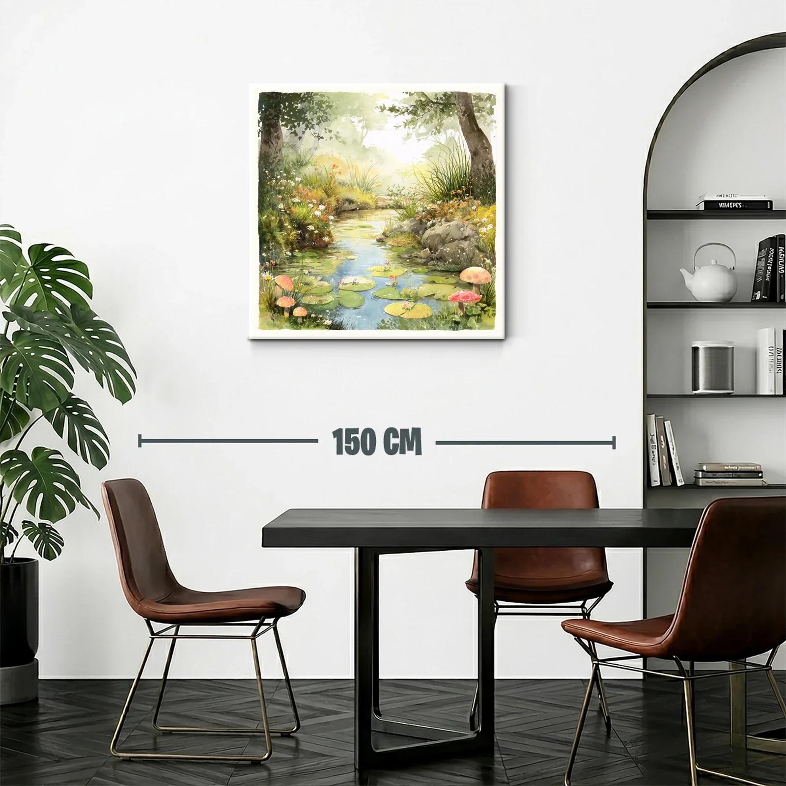 Paisaje natural con estanque y setas entre vegetación — miniatura 2