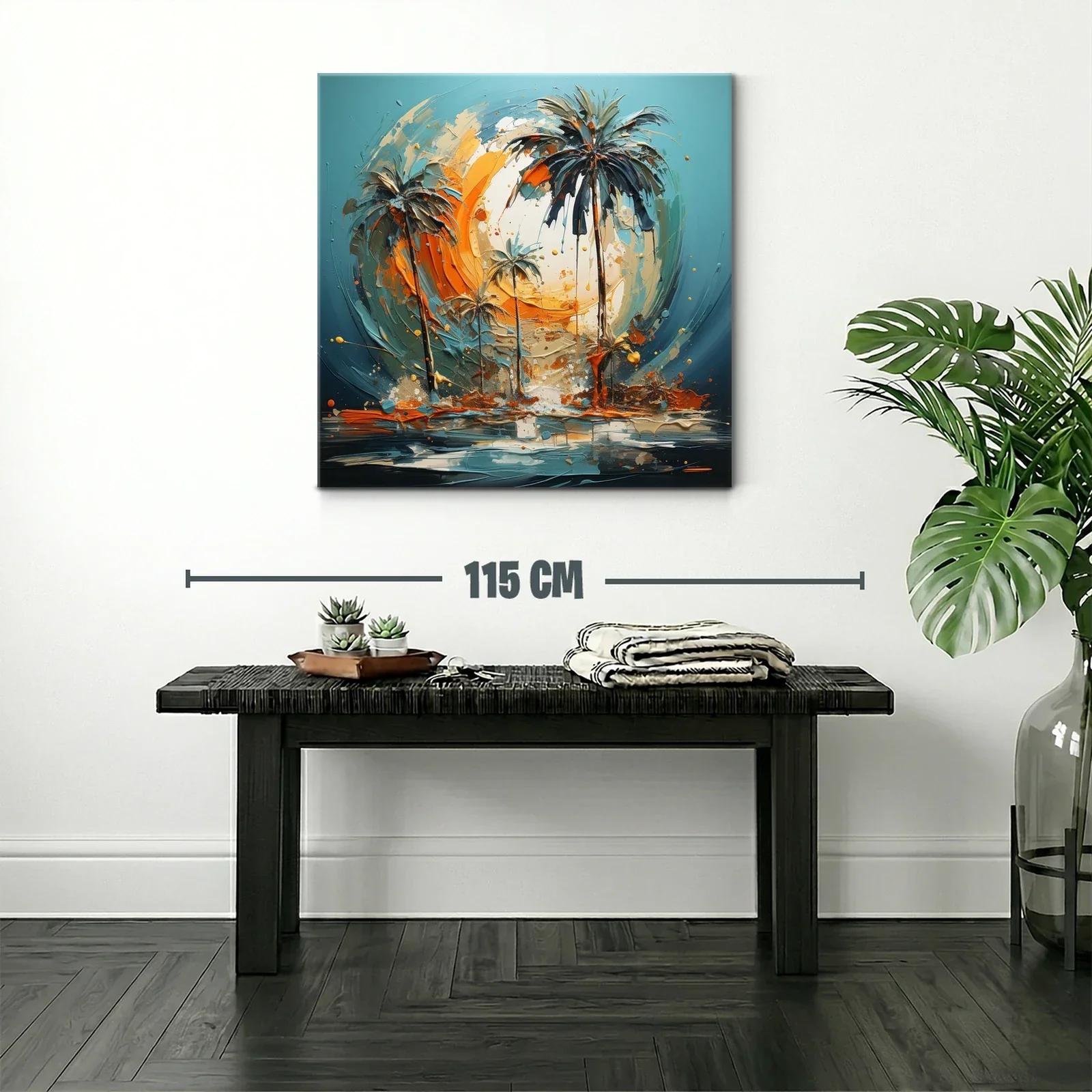 Palmeras vibrantes al atardecer en paisaje tropical — miniatura 2