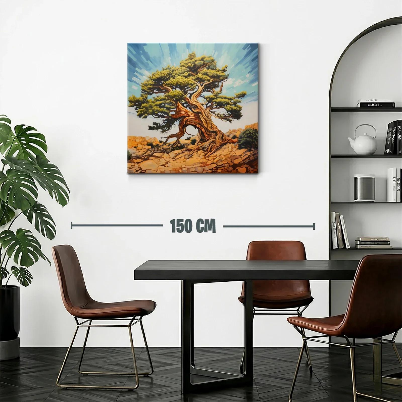 Árbol retorcido con ramas y hojas verdes bajo cielo azul — miniatura 2