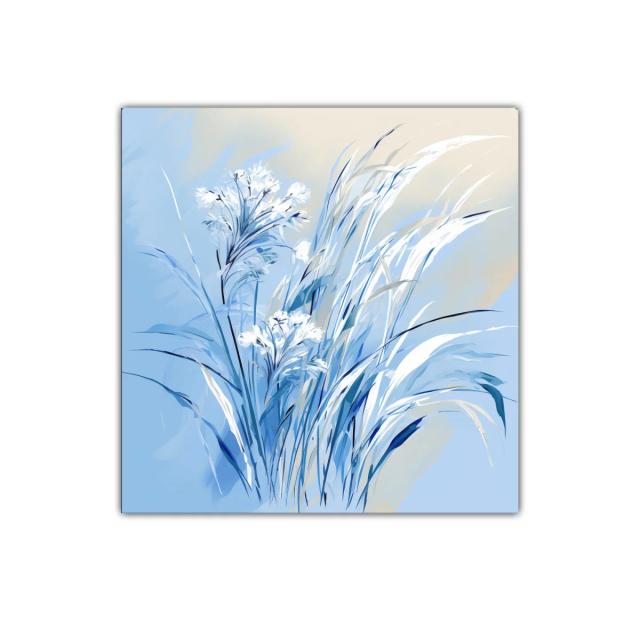 Delicada composición de flores y hojas en tonos azules