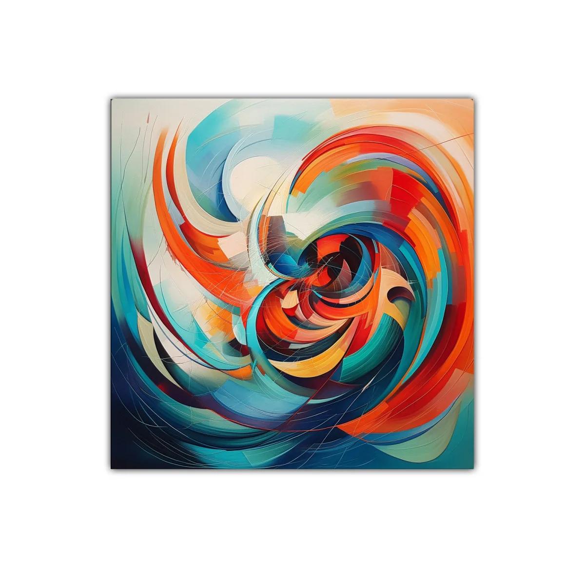 Cuadro abstracto con colores vibrantes y dinámicos en espiral