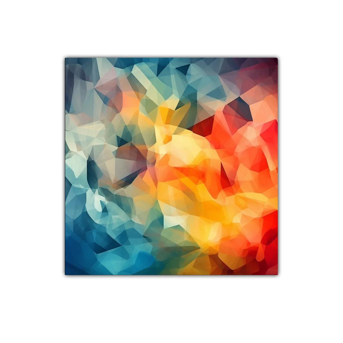 Composición abstracta vibrante con tonos cálidos y fríos