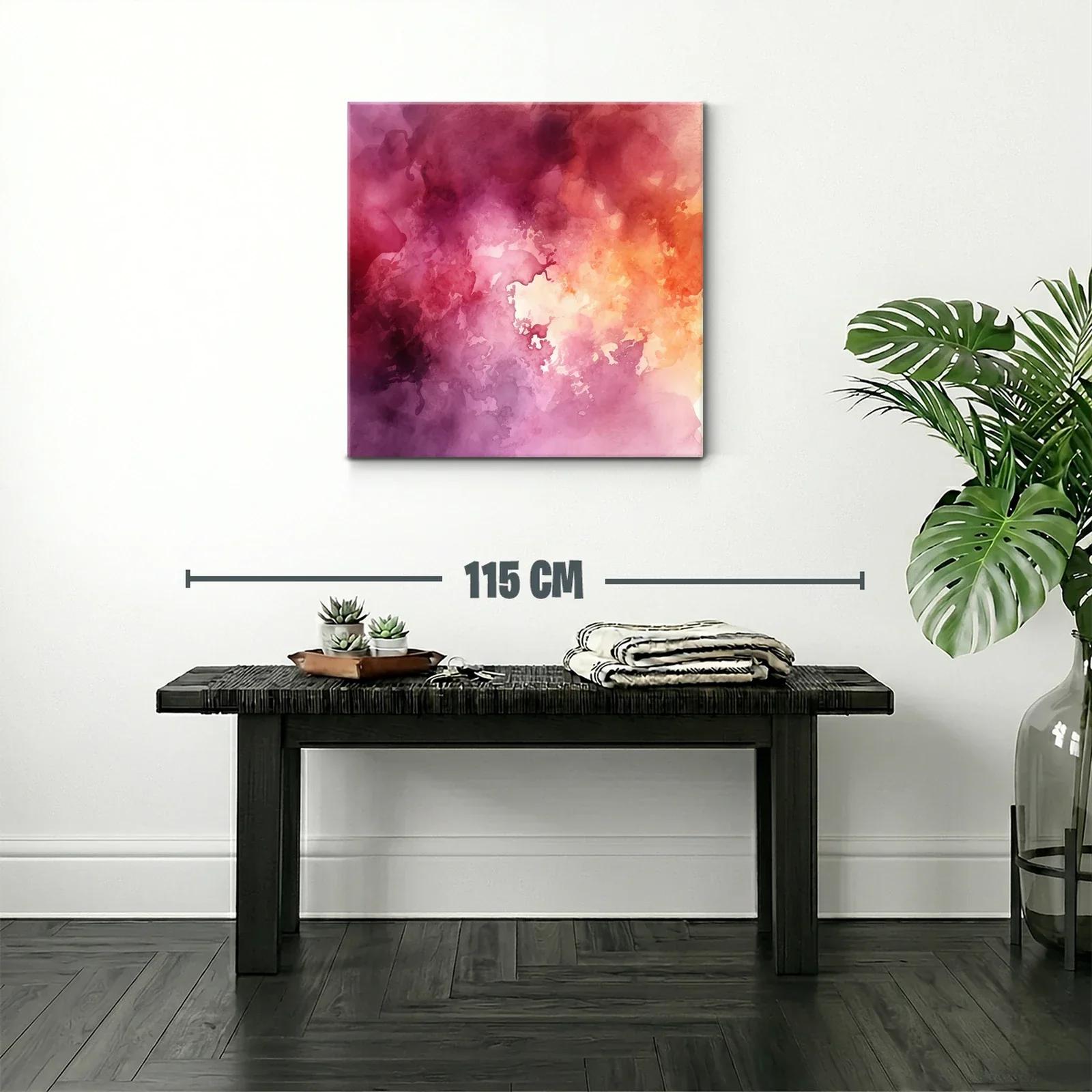 Cuadro abstracto con tonos cálidos y violetas intensos — miniatura 2