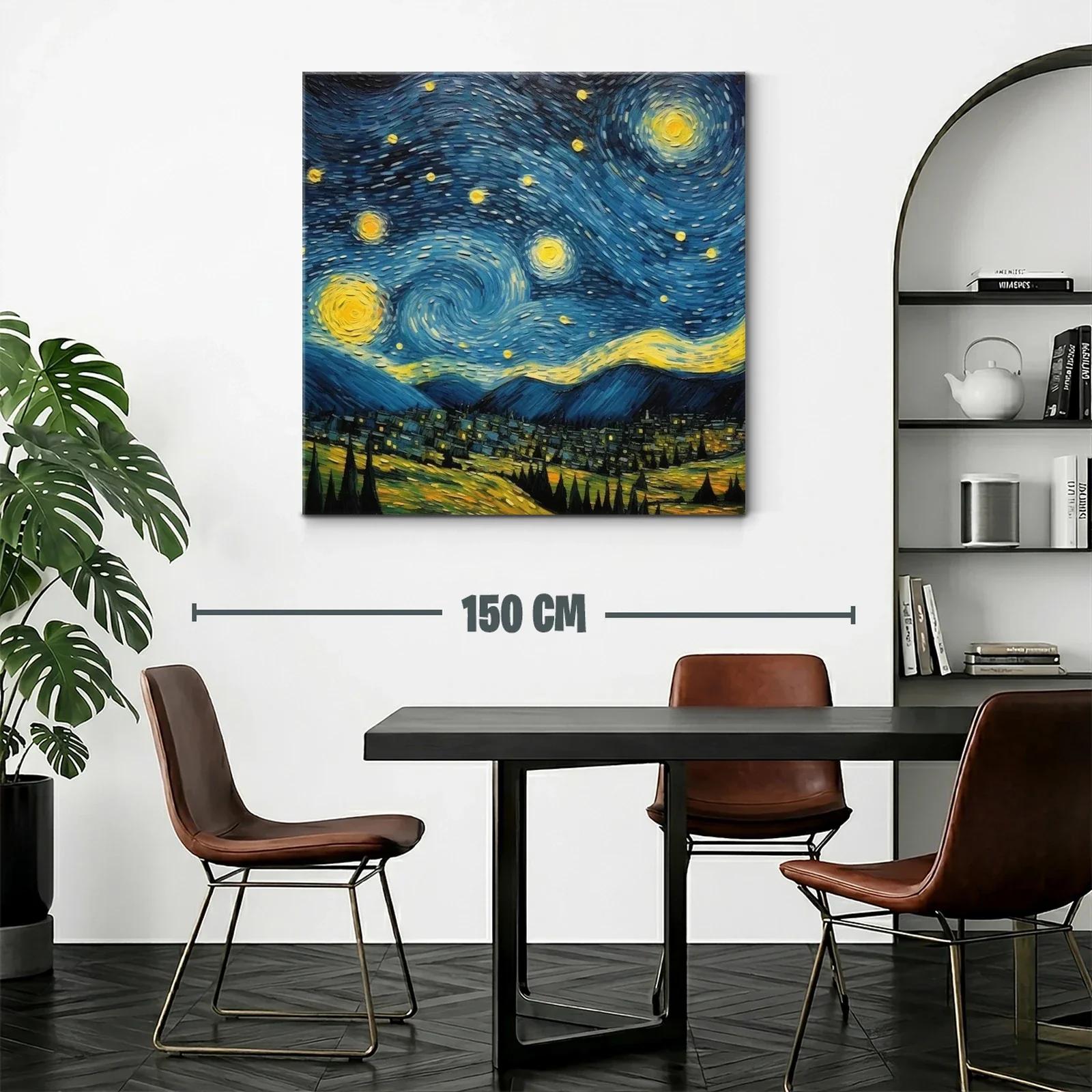 Cielo Nocturno Estrellado con Pueblo y Montañas — miniatura 2