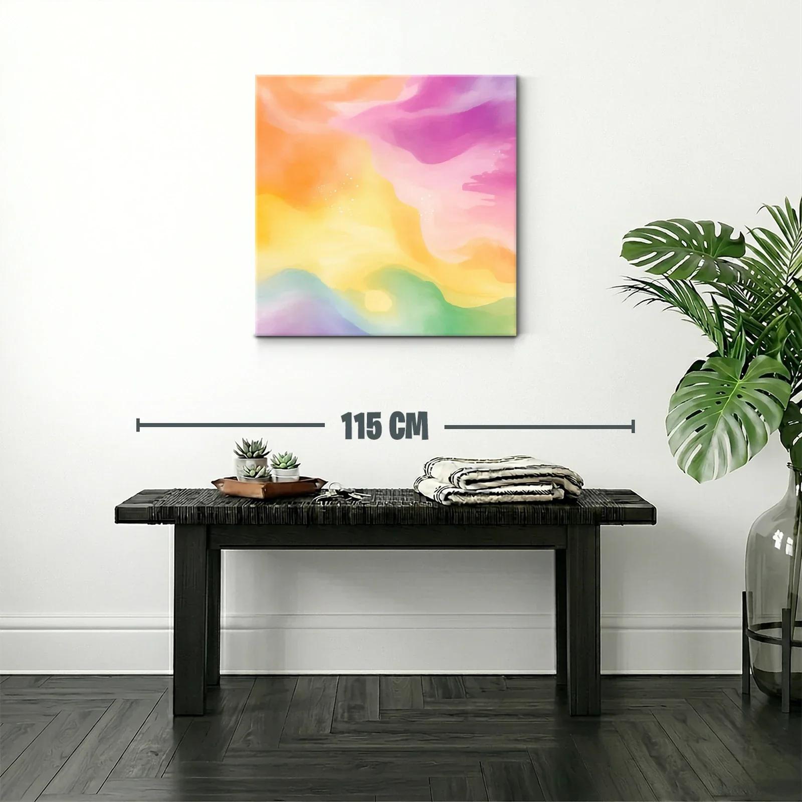 Cuadro abstracto con tonos pastel vibrantes y suaves — miniatura 2