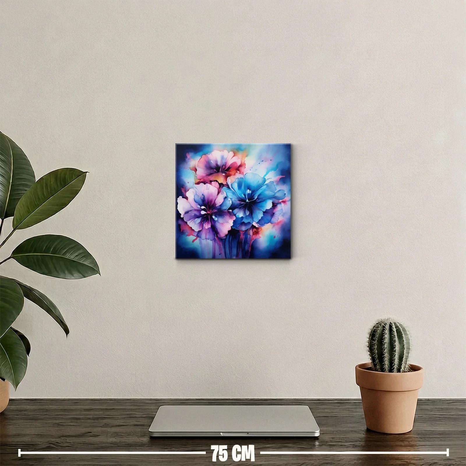 Cuadro decorativo con flores en tonos azules y violetas — miniatura 2