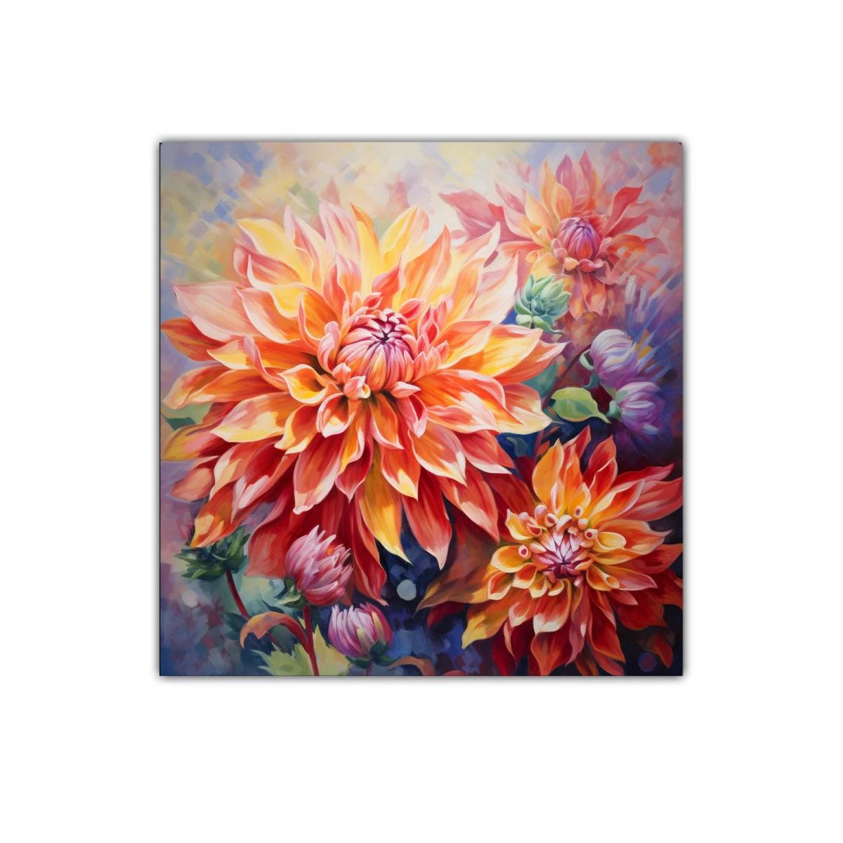 Brillante composición floral en tonos cálidos vibrantes