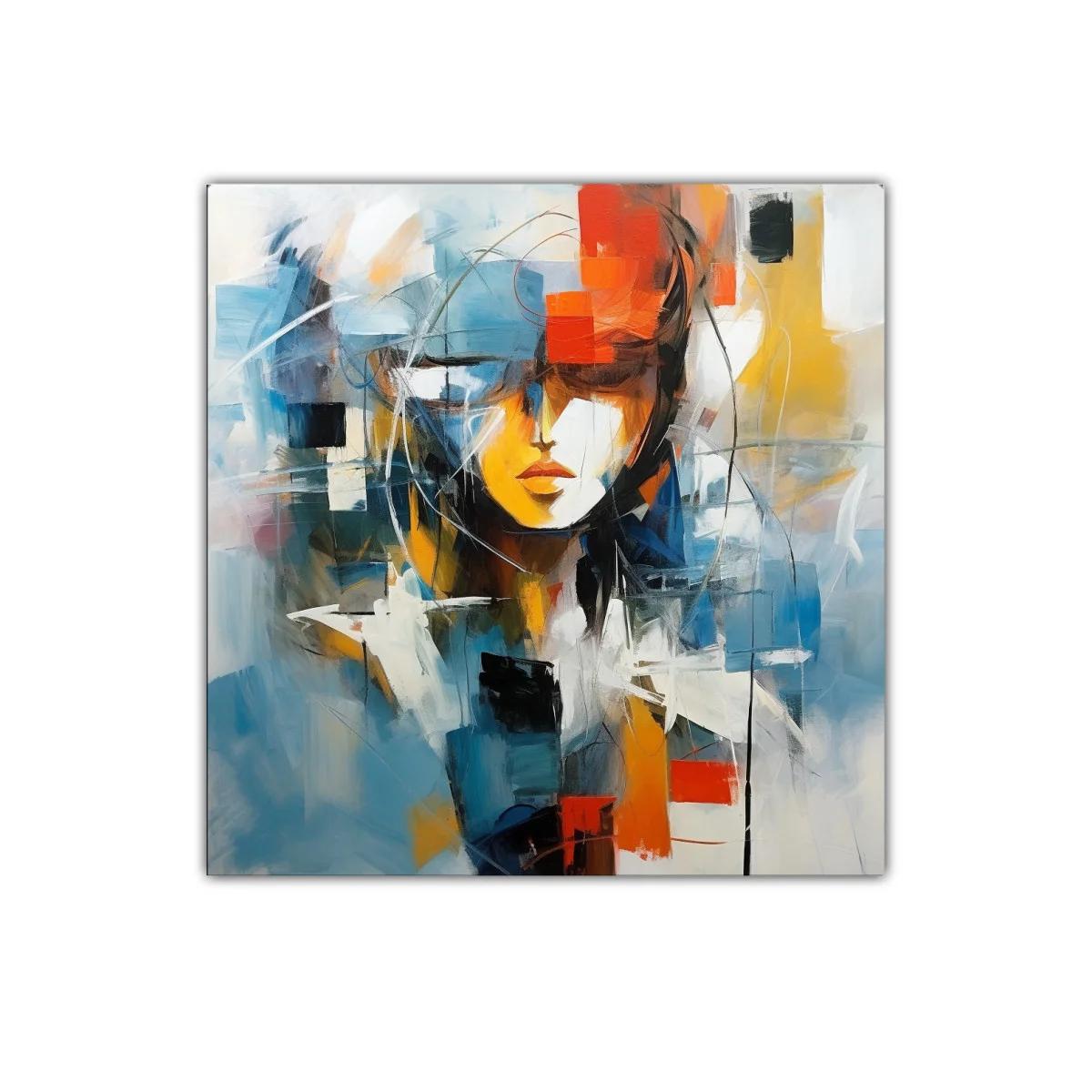 Retrato abstracto con tonos vibrantes y contrastes armónicos — miniatura 1
