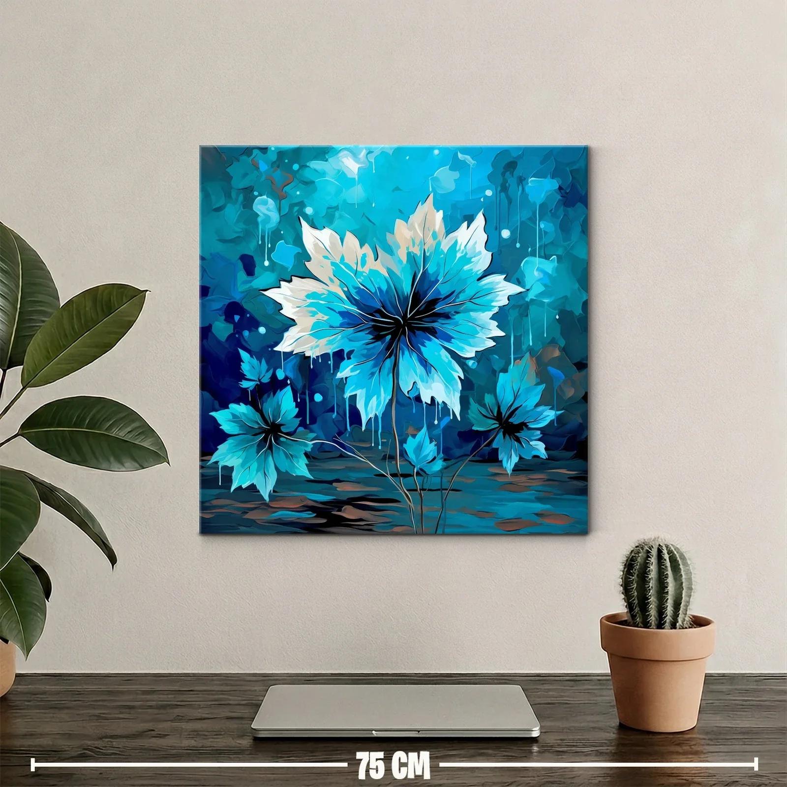 Cuadro floral en tonos azules para espacios modernos — miniatura 2