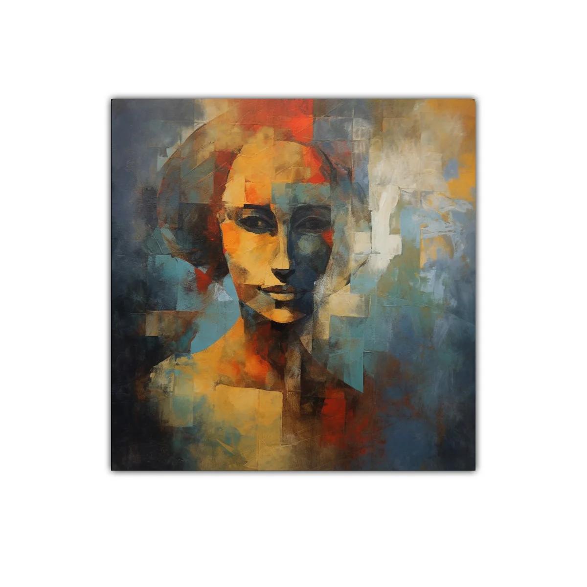 Rostro abstracto en tonos cálidos y fríos