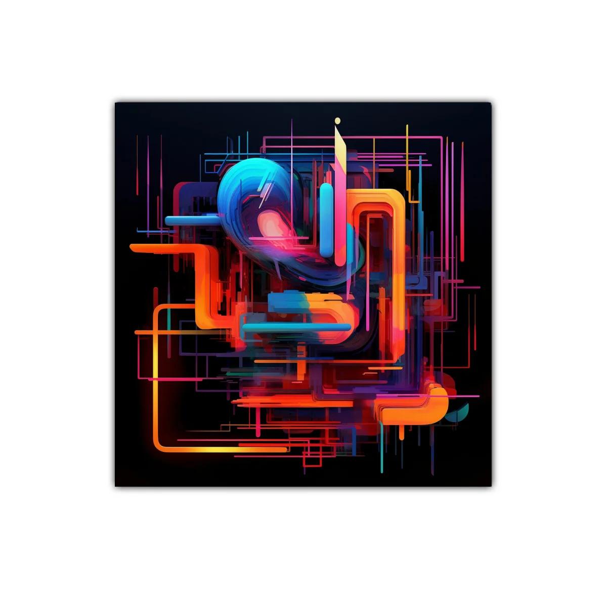 Composición abstracta con vibrantes líneas geométricas en colores brillantes