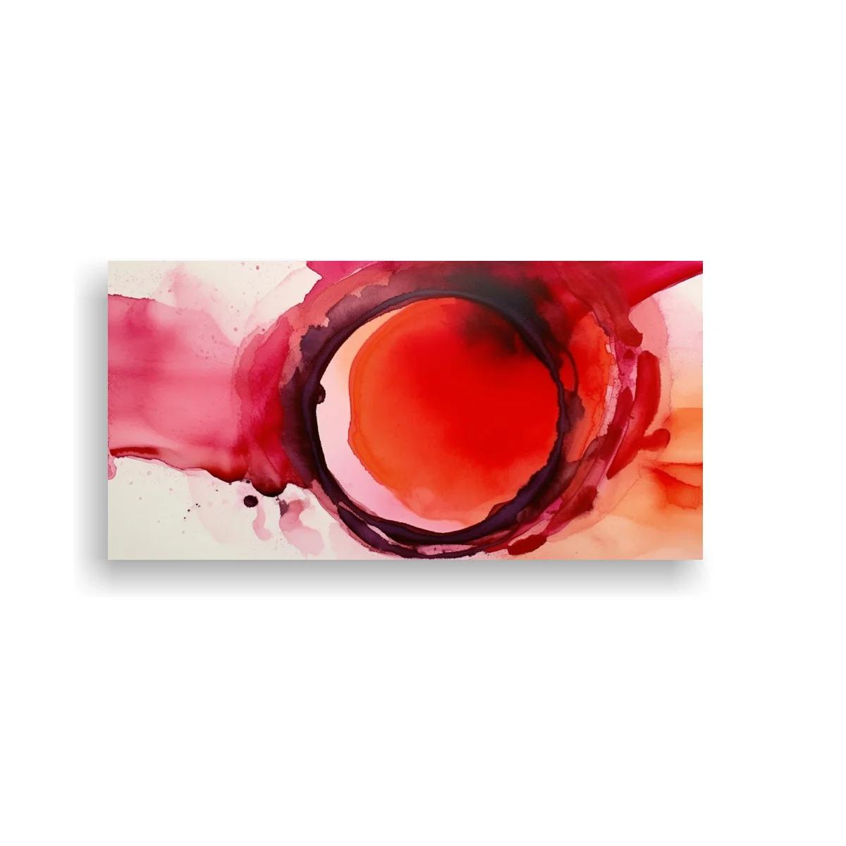 Cuadro sol abstracto con halo circular rojo anaranjado