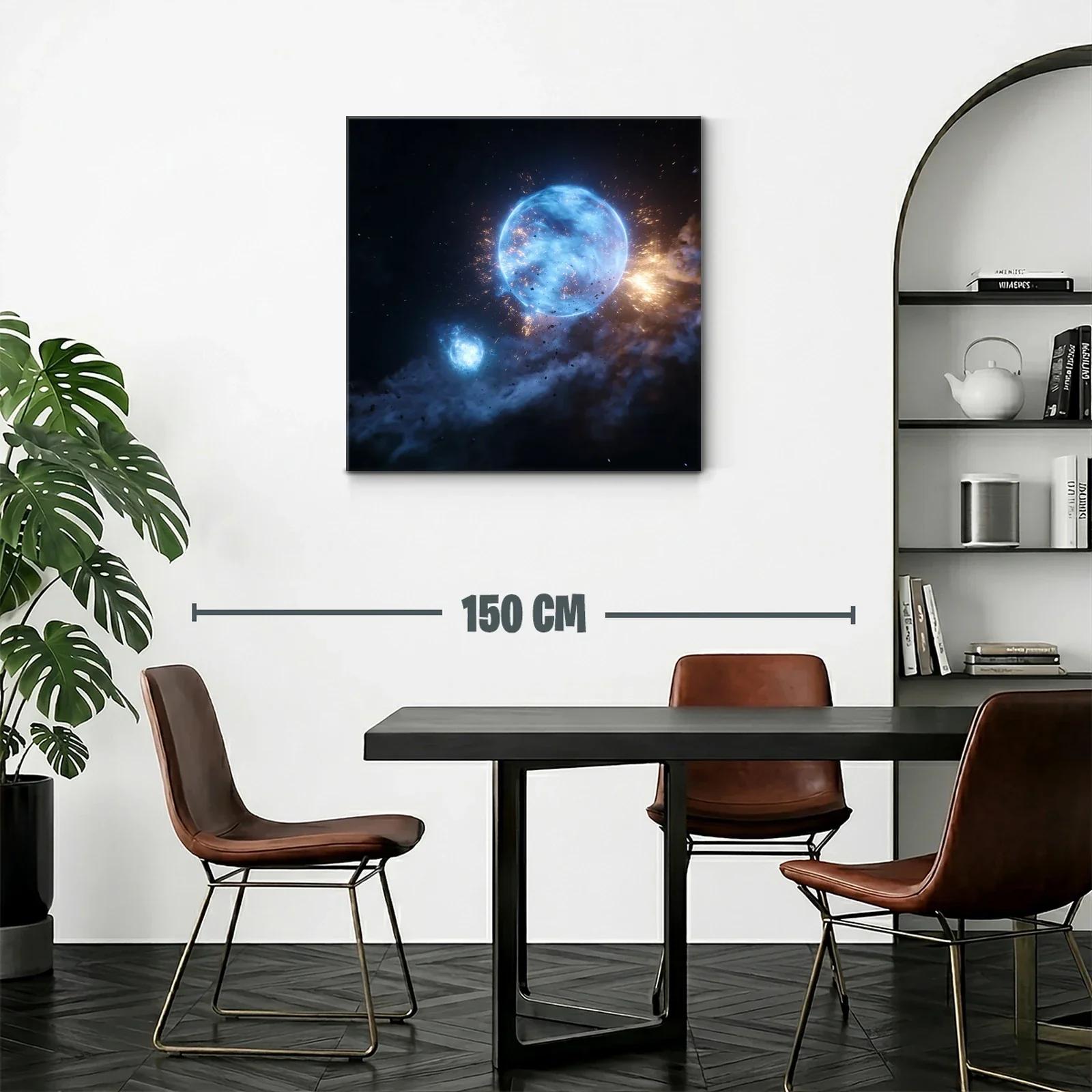 Cuadro Galaxia en Explosión Cósmica Azul y Dorada — miniatura 2