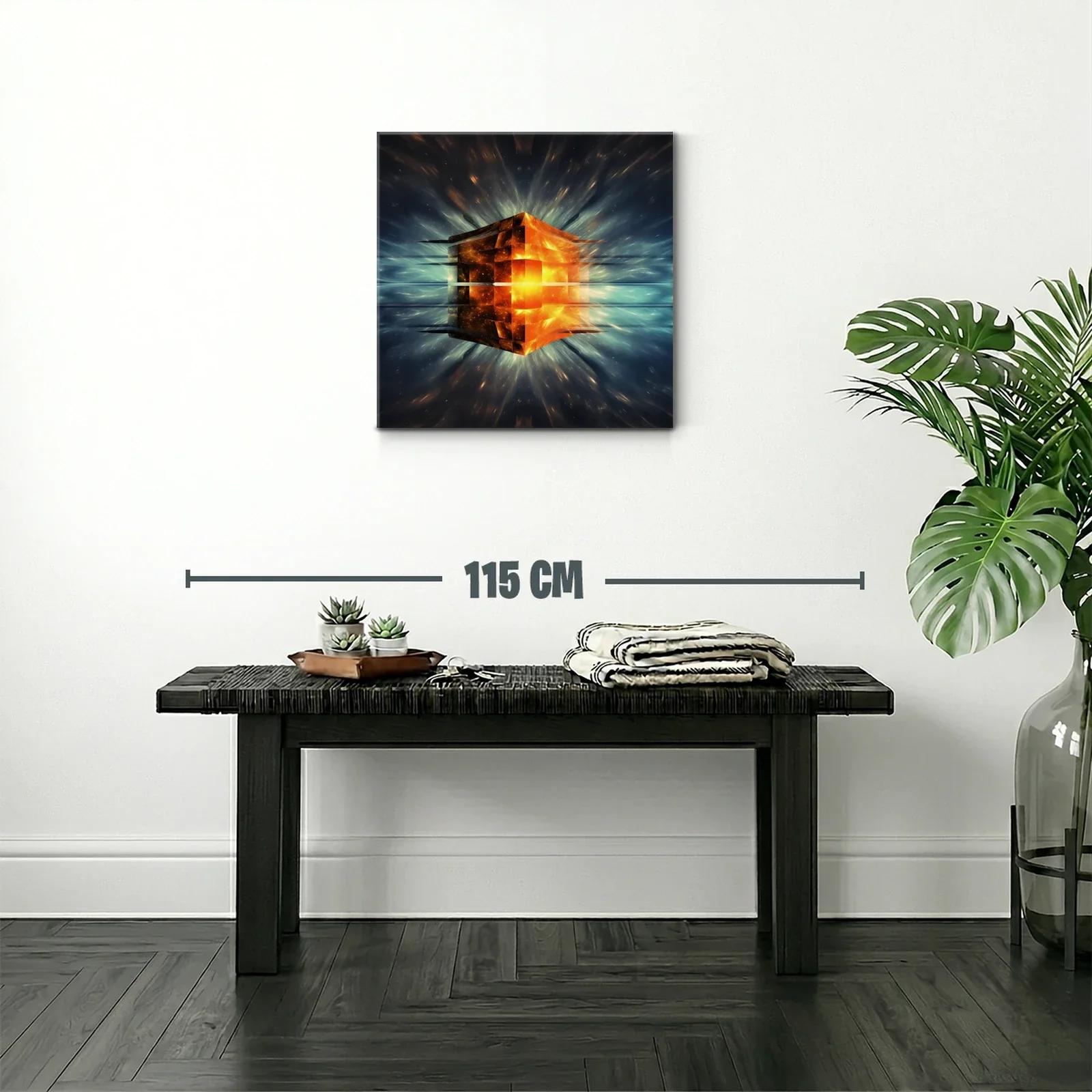 Cuadro abstracto cubo luminoso en explosión de energía — miniatura 2