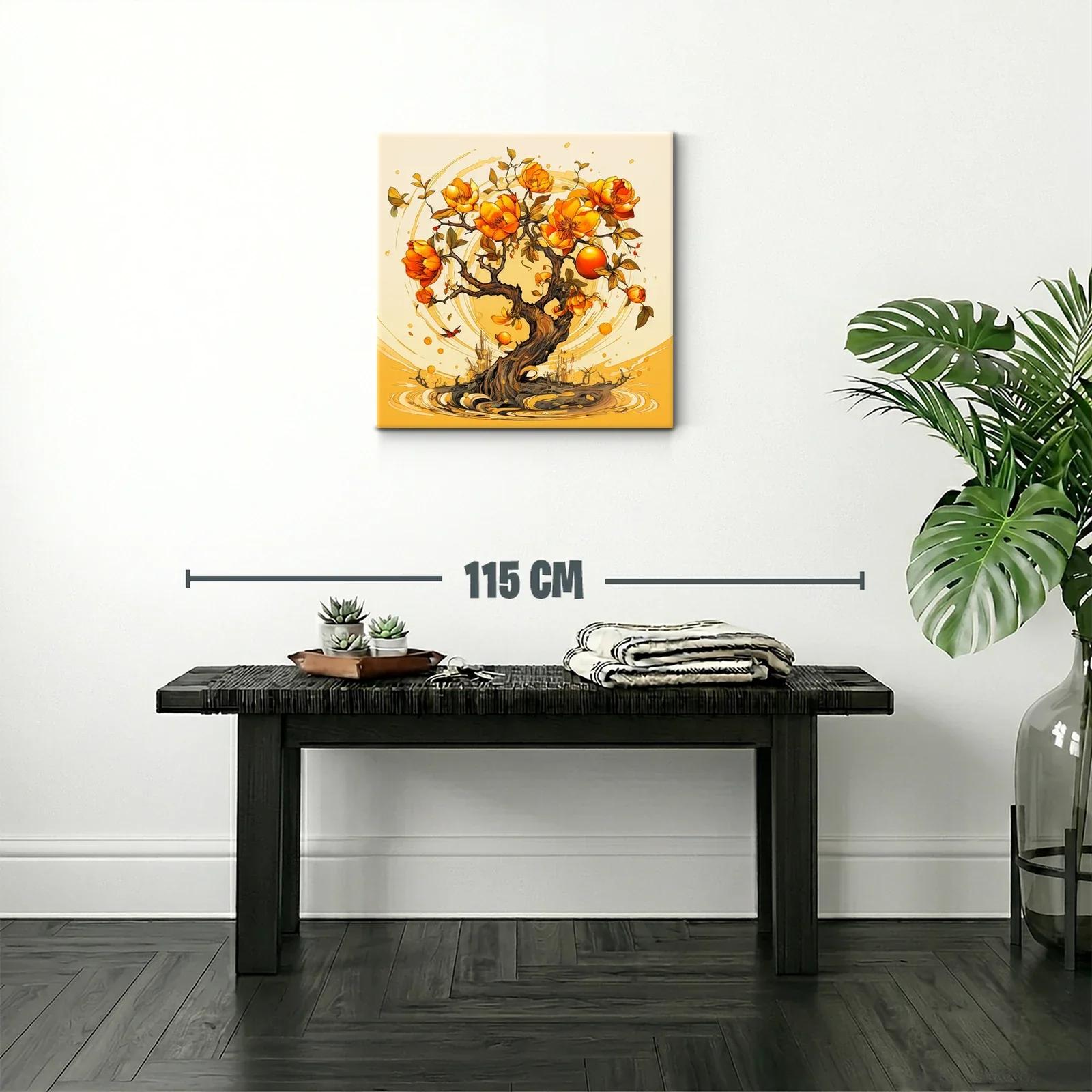 Árbol con flores y frutos en tonos cálidos y vibrantes — miniatura 2