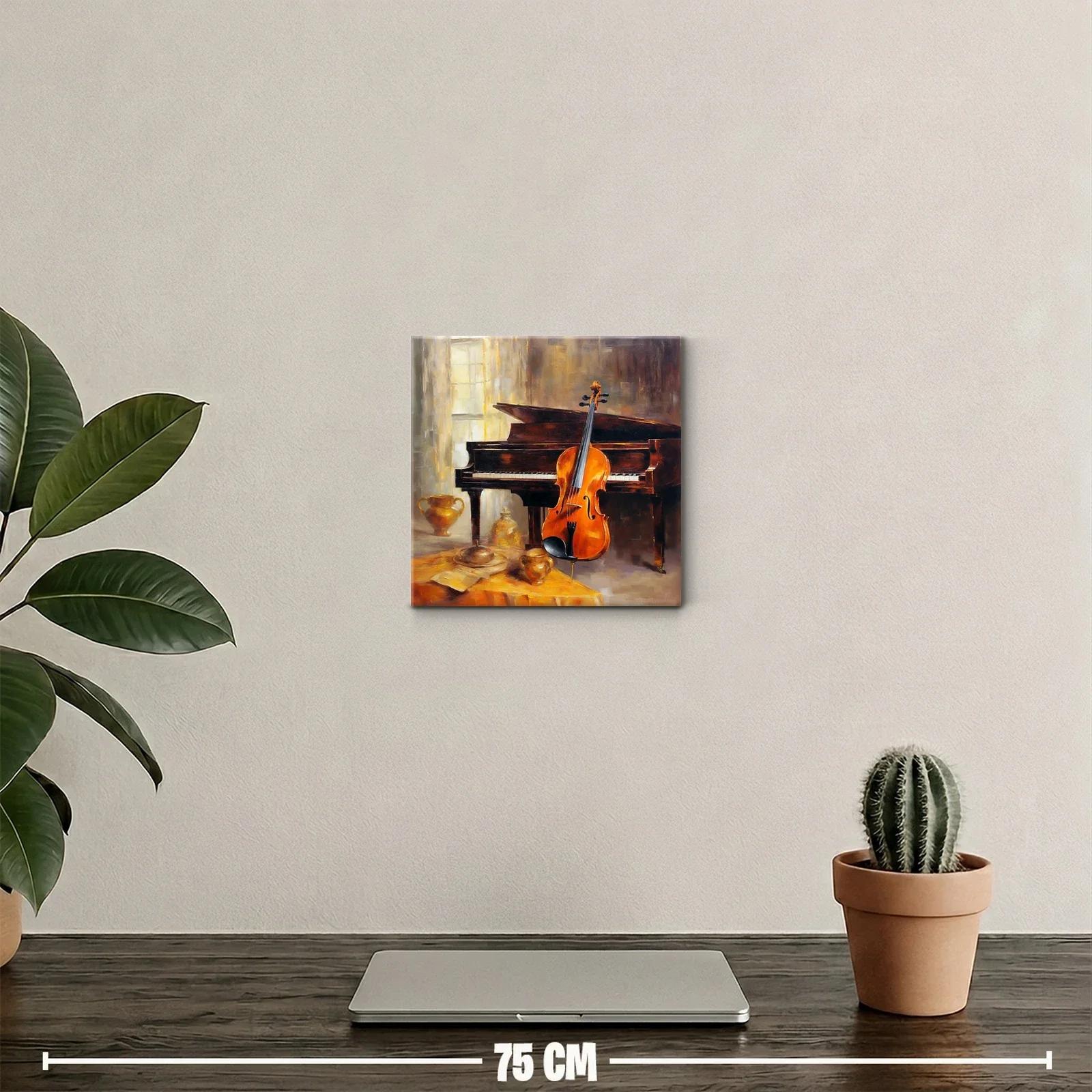 Cuadro decorativo naturaleza muerta con piano y violín — miniatura 2