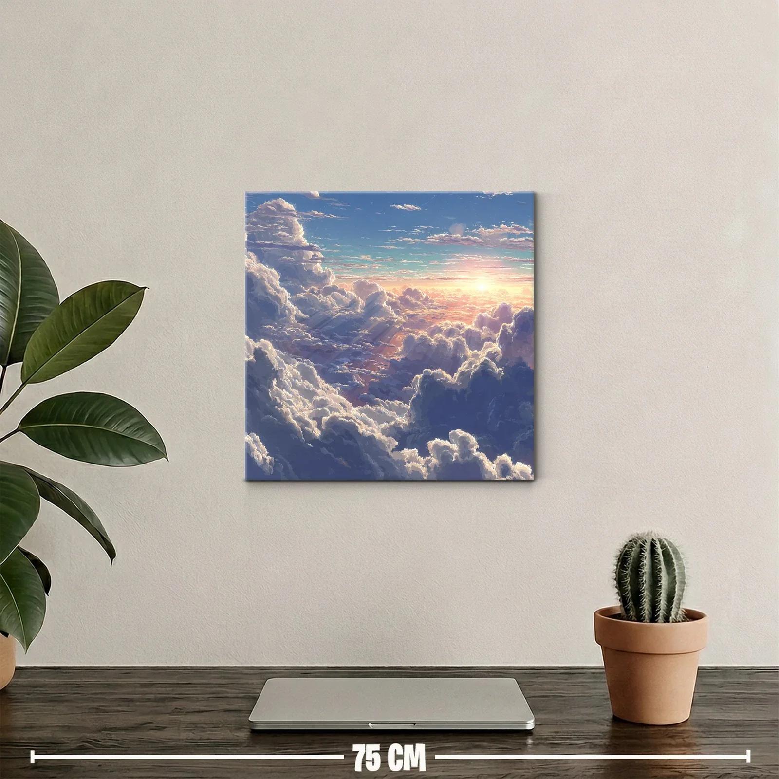 Atardecer entre nubes con luz dorada y cielo azul — miniatura 2