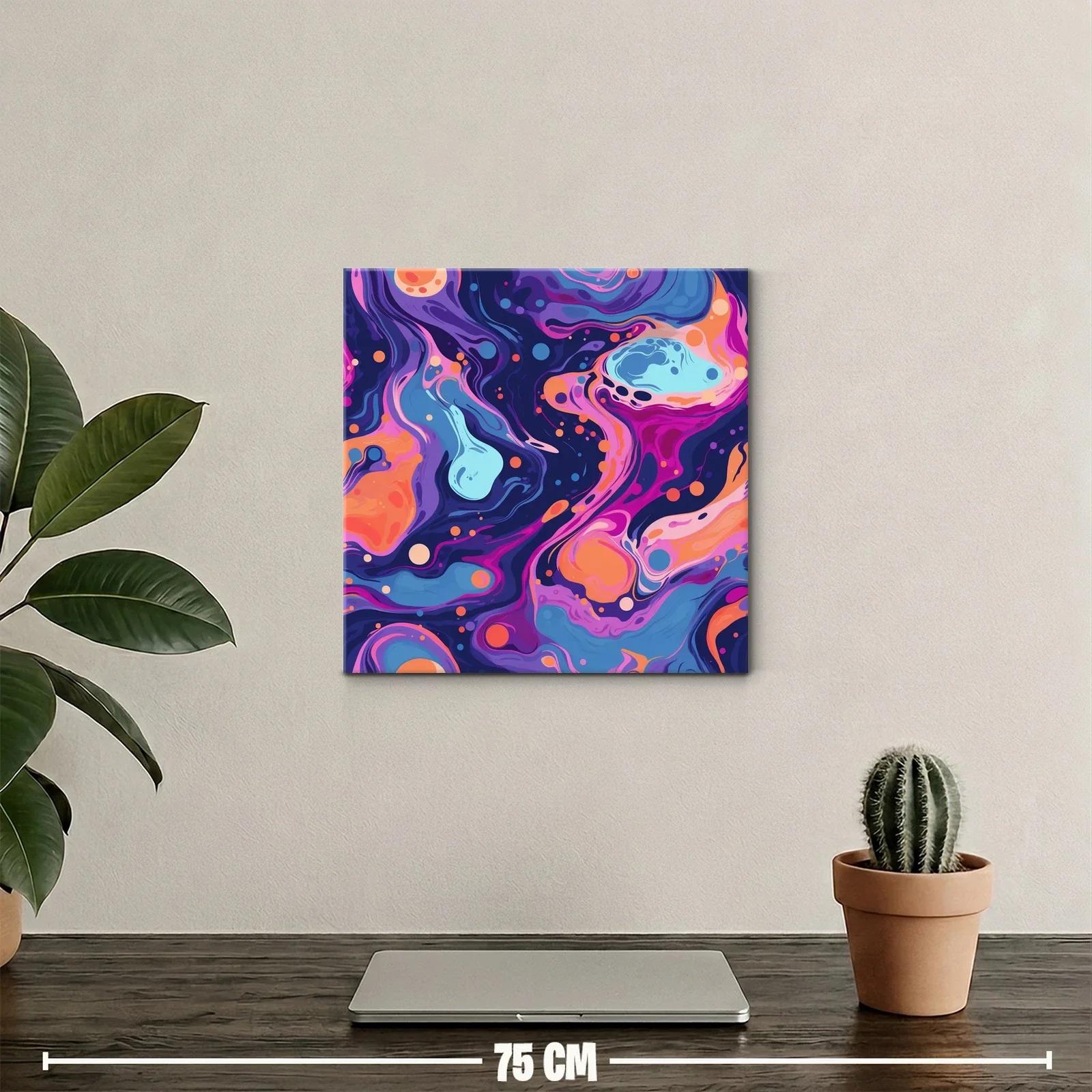 Cuadro con diseño abstracto en tonos vibrantes y fluidos — miniatura 2