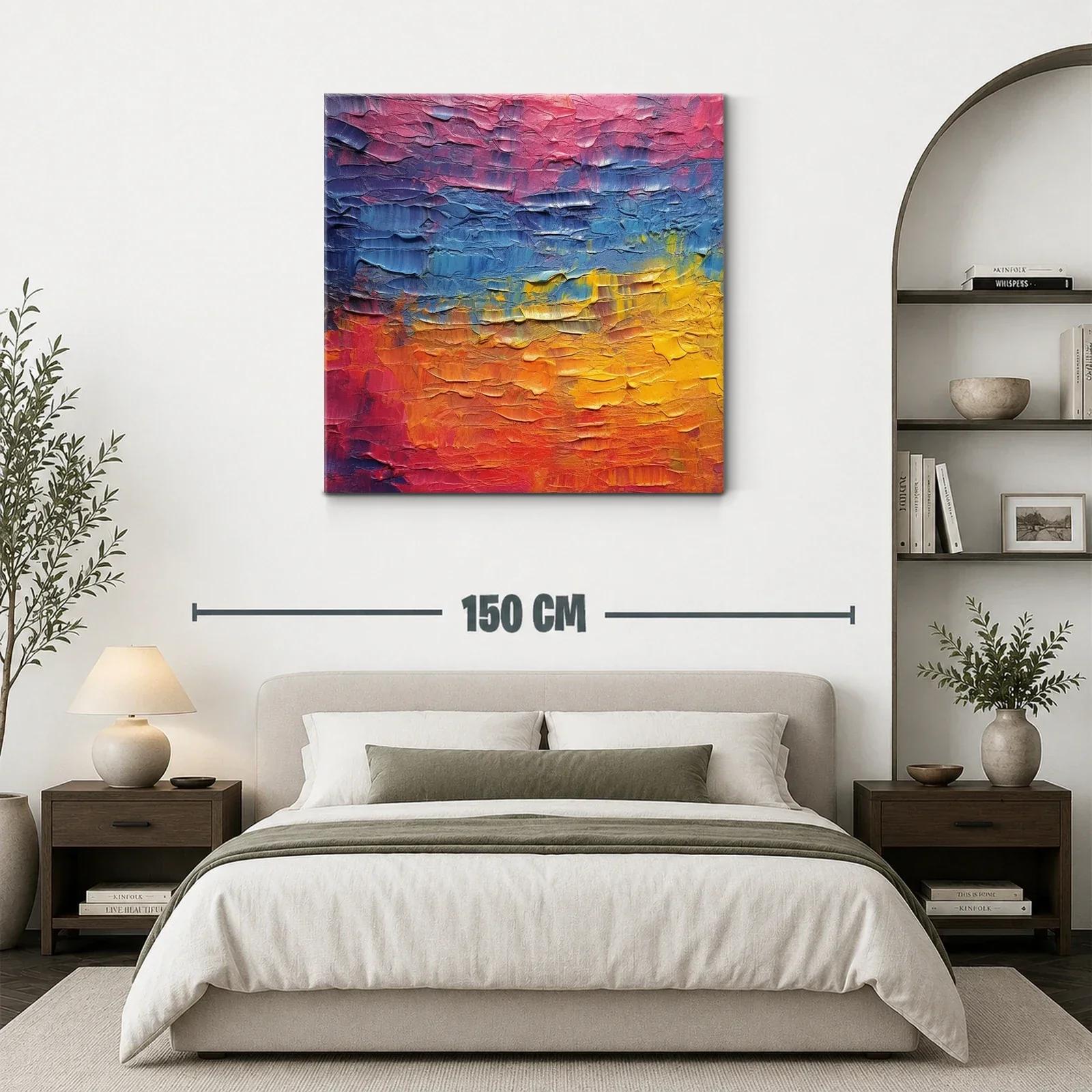 Cuadro abstracto con vibrantes tonos cálidos y fríos — miniatura 3