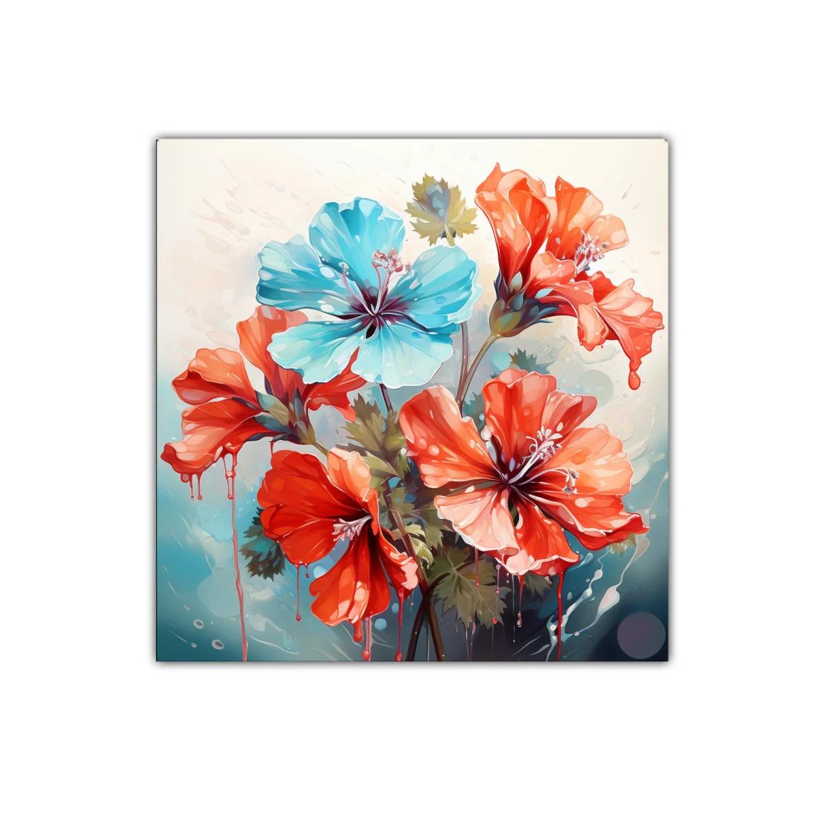 Flores vibrantes en tonos rojos y azules frescos — imagen principal