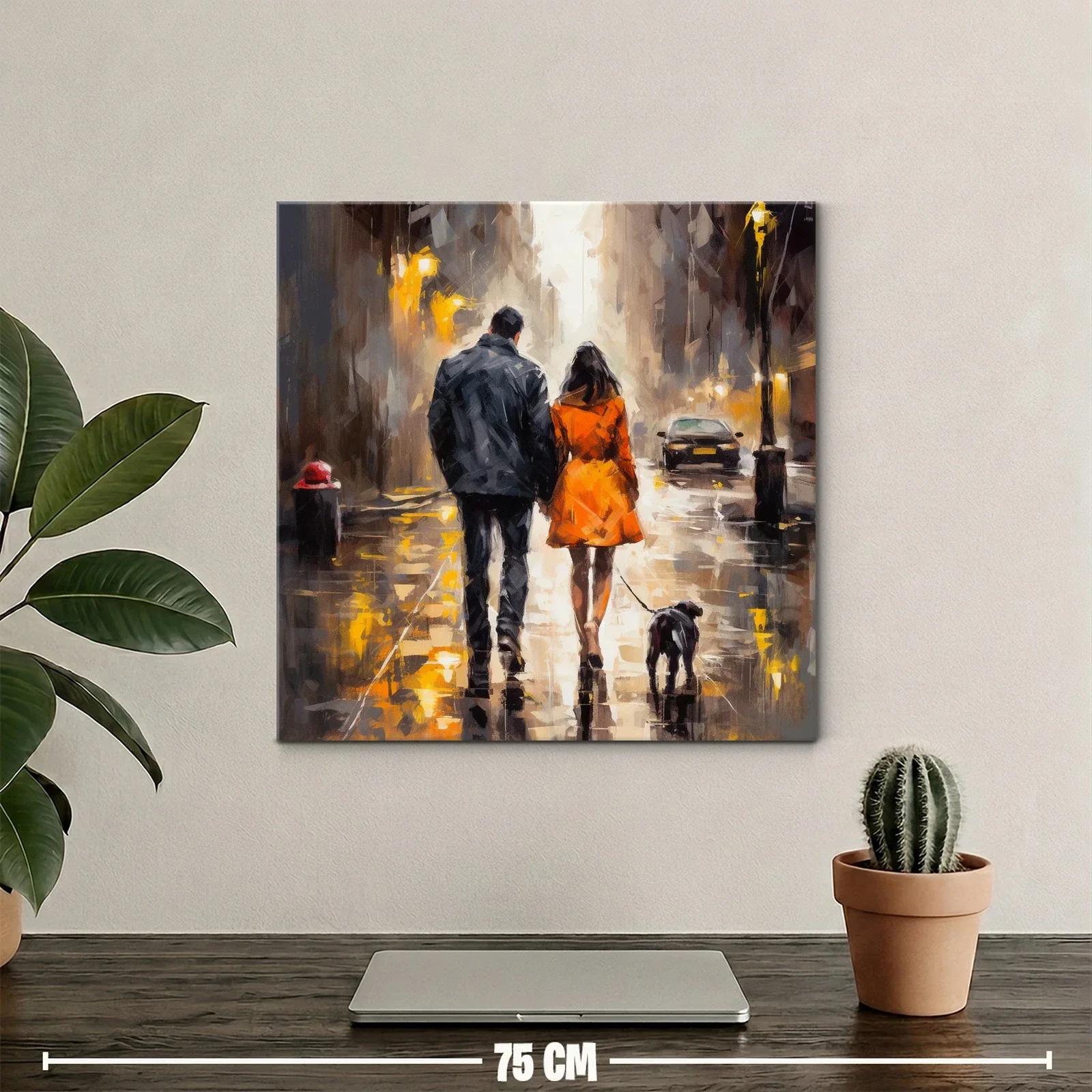 Paseo romántico urbano al atardecer con perro — miniatura 2