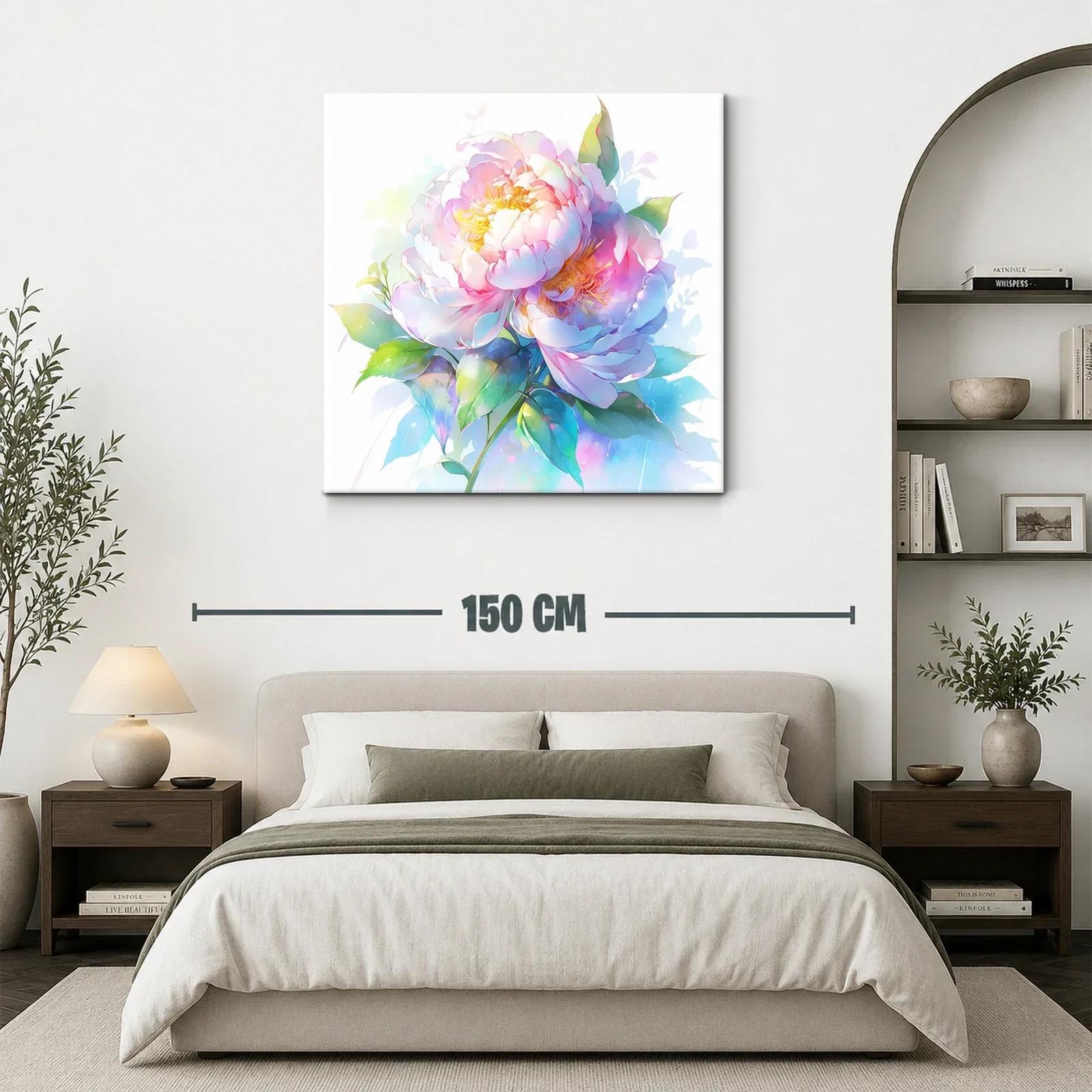 Cuadro floral con peonías en tonos suaves y vibrantes — miniatura 3