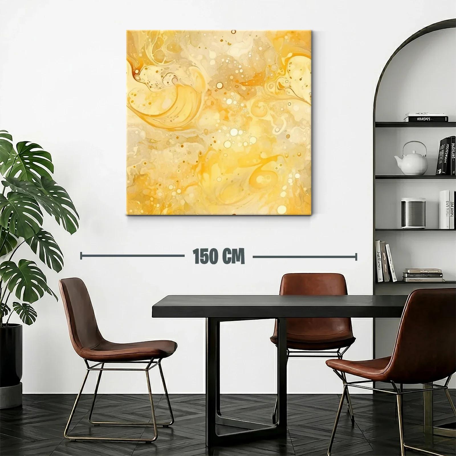 Cuadro abstracto con tonos amarillos y beige vibrantes — miniatura 2