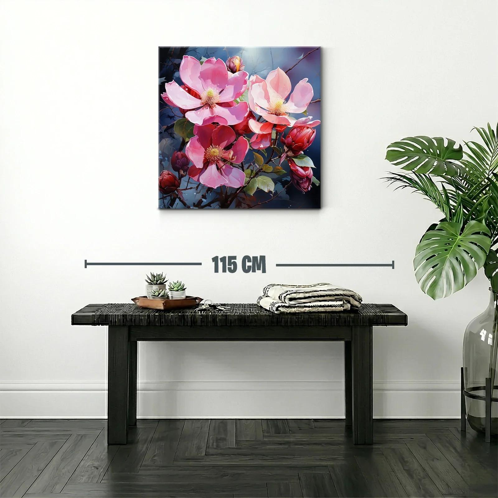 Flores rosas en contraste con fondo azul oscuro — miniatura 2