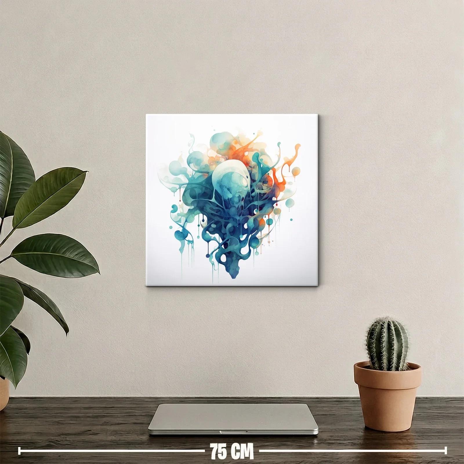 Composición abstracta con formas fluidas y tonos cálidos y fríos — miniatura 2