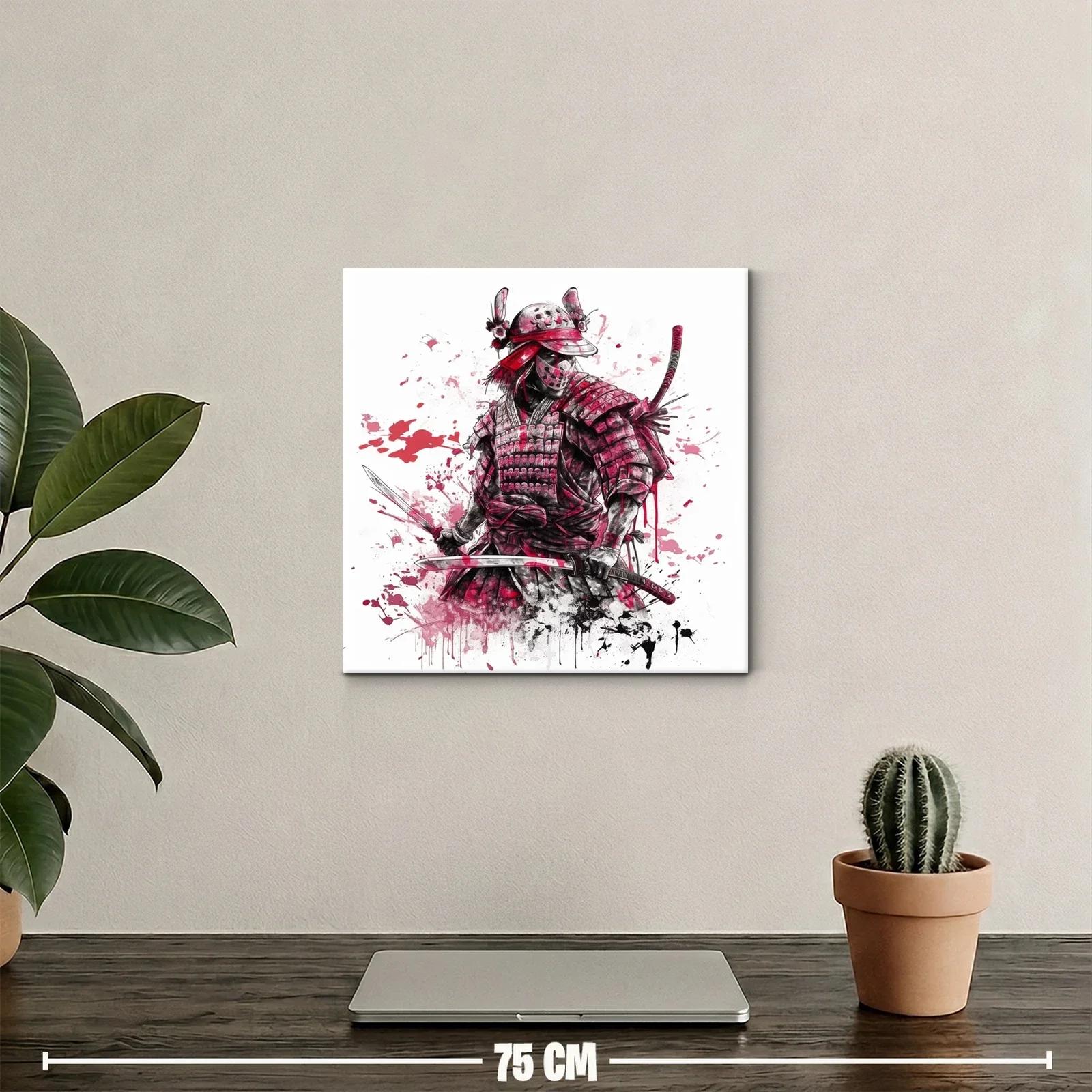 Samurái en acción con tonos rojos intensos y dinámicos — miniatura 2