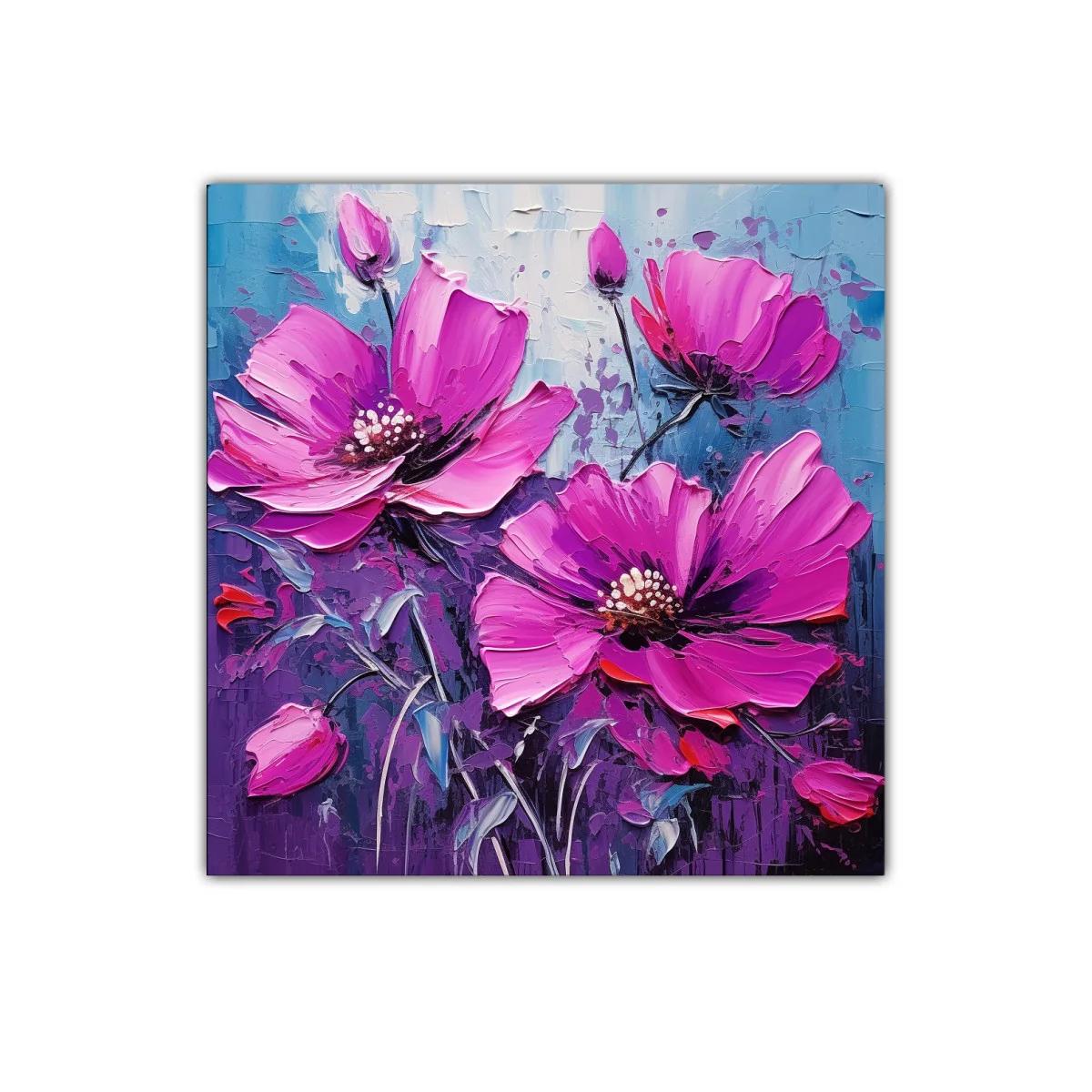 Cuadro decorativo con flores vibrantes en tonos morados
