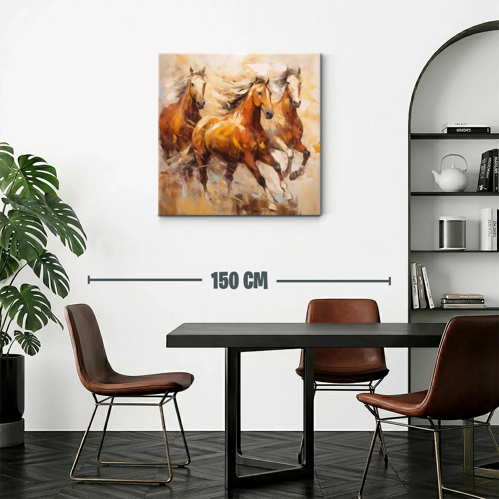 Cuadro con Caballos en Movimiento y Tonos Cálidos — miniatura 2