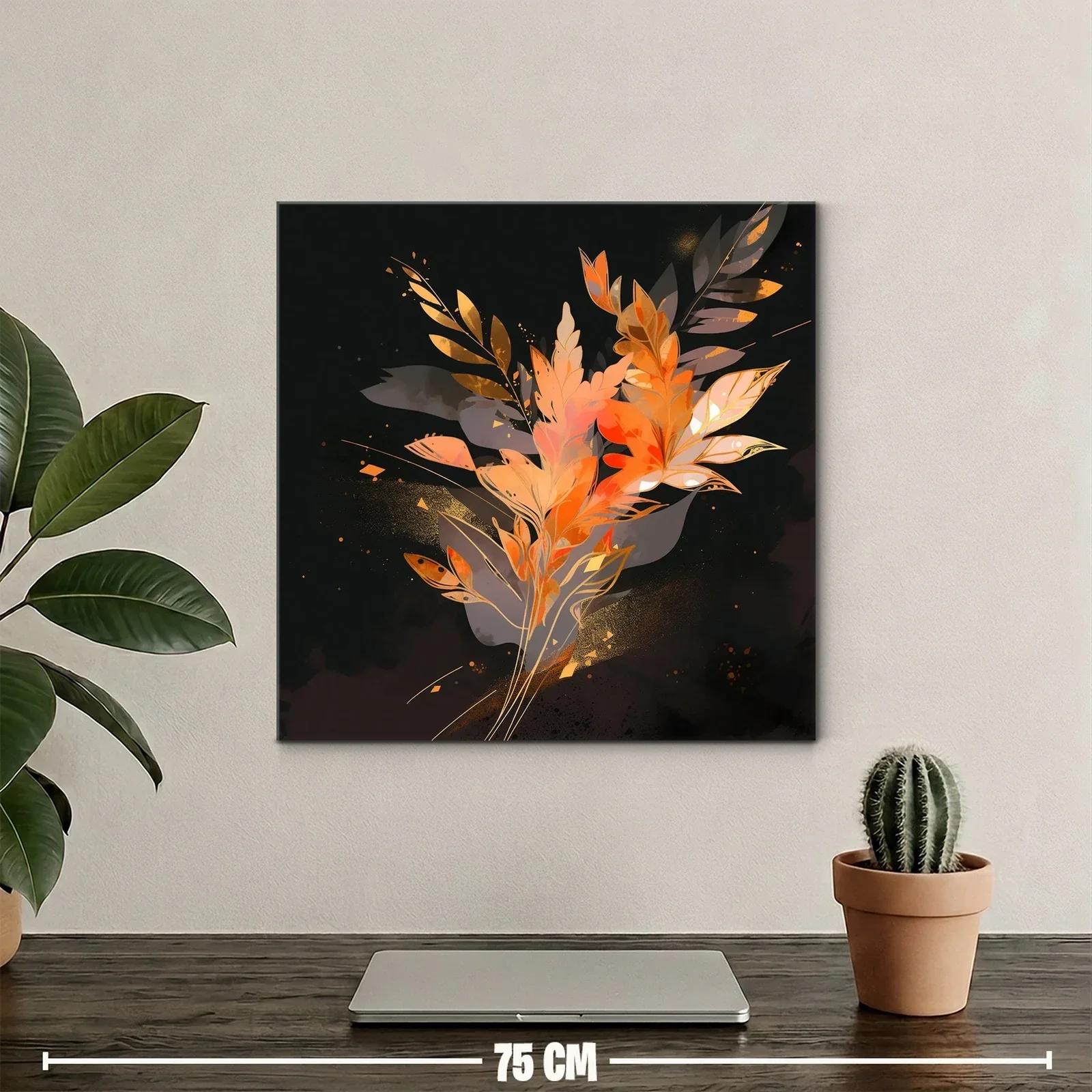 Composición abstracta con hojas en tonos cálidos — miniatura 2