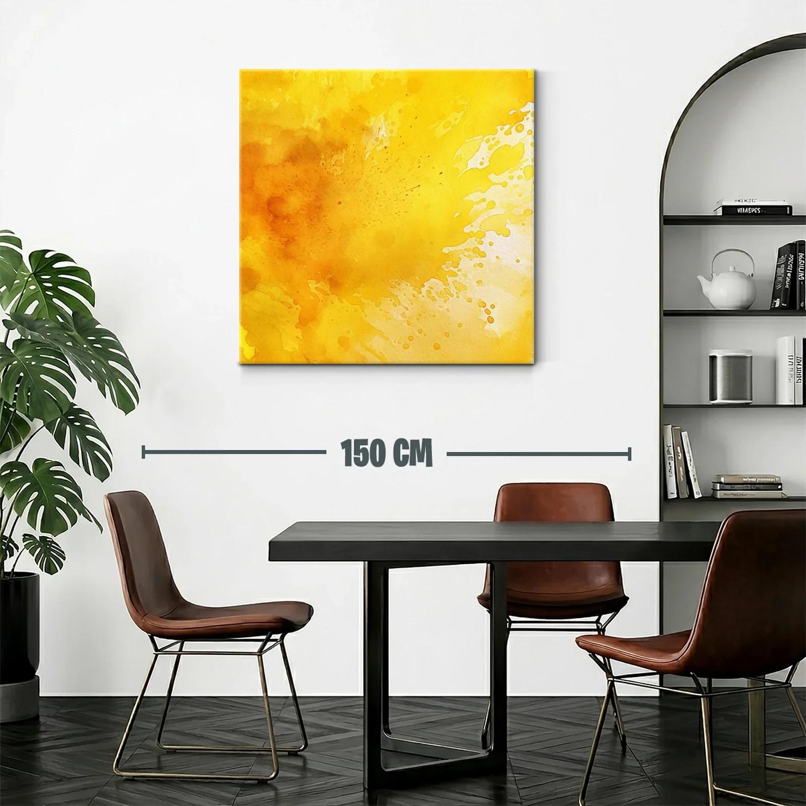 Cuadro abstracto en tonos cálidos amarillos y naranjas — miniatura 2