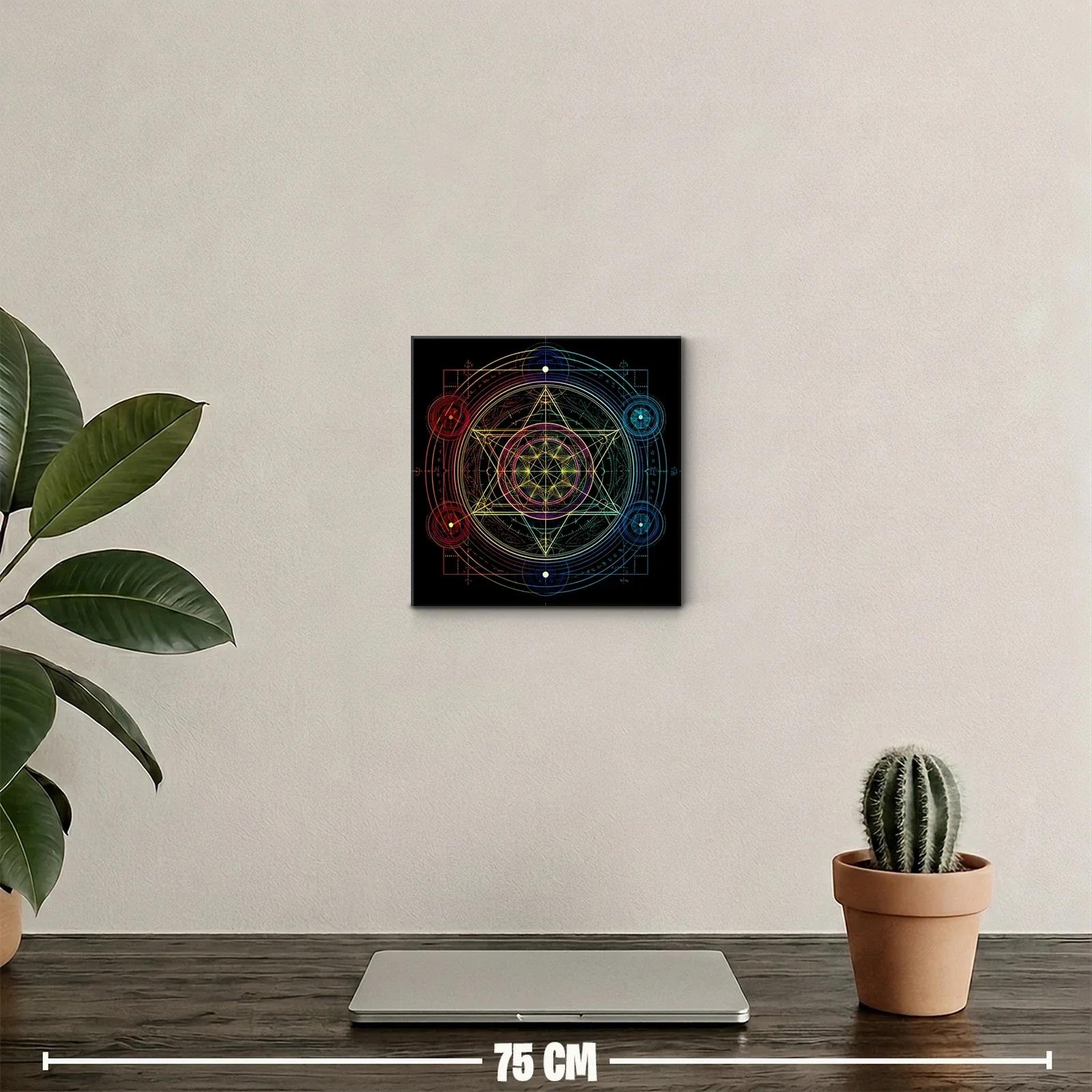 Mandala geométrico con colores vibrantes sobre fondo negro — miniatura 2