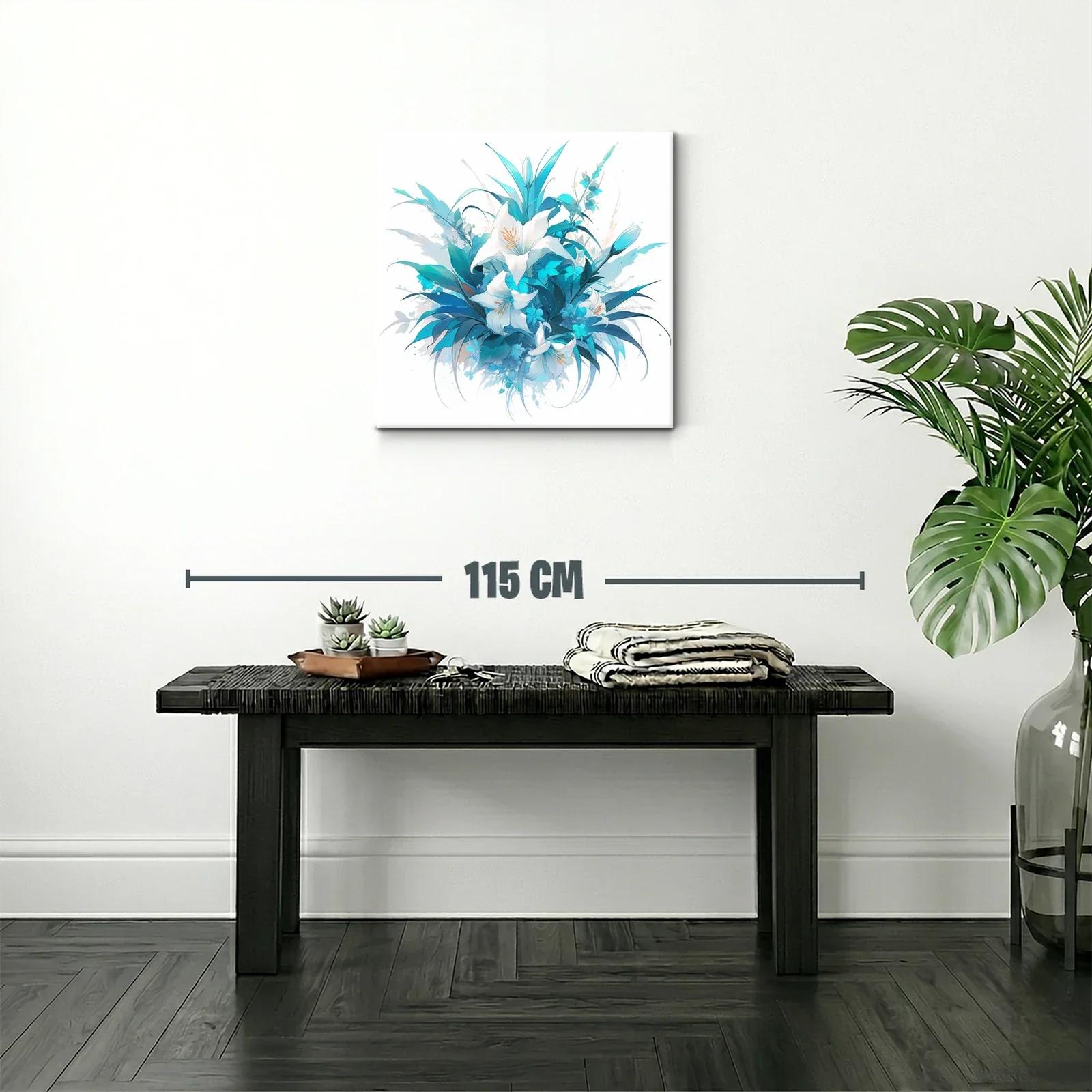 Cuadro floral con lirios en tonos azules y blancos — miniatura 2