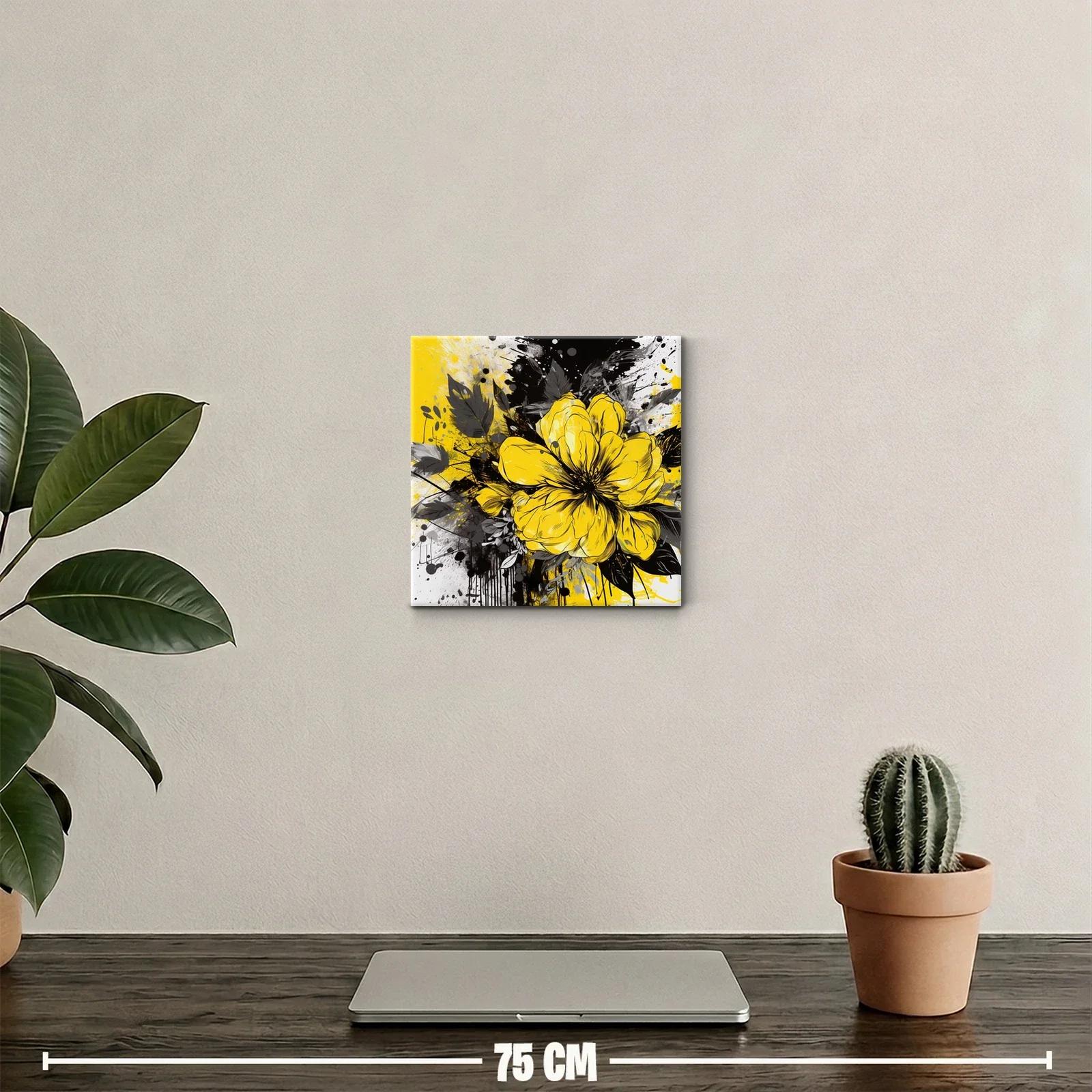 Flor amarilla brillante con hojas en tonos oscuros — miniatura 2
