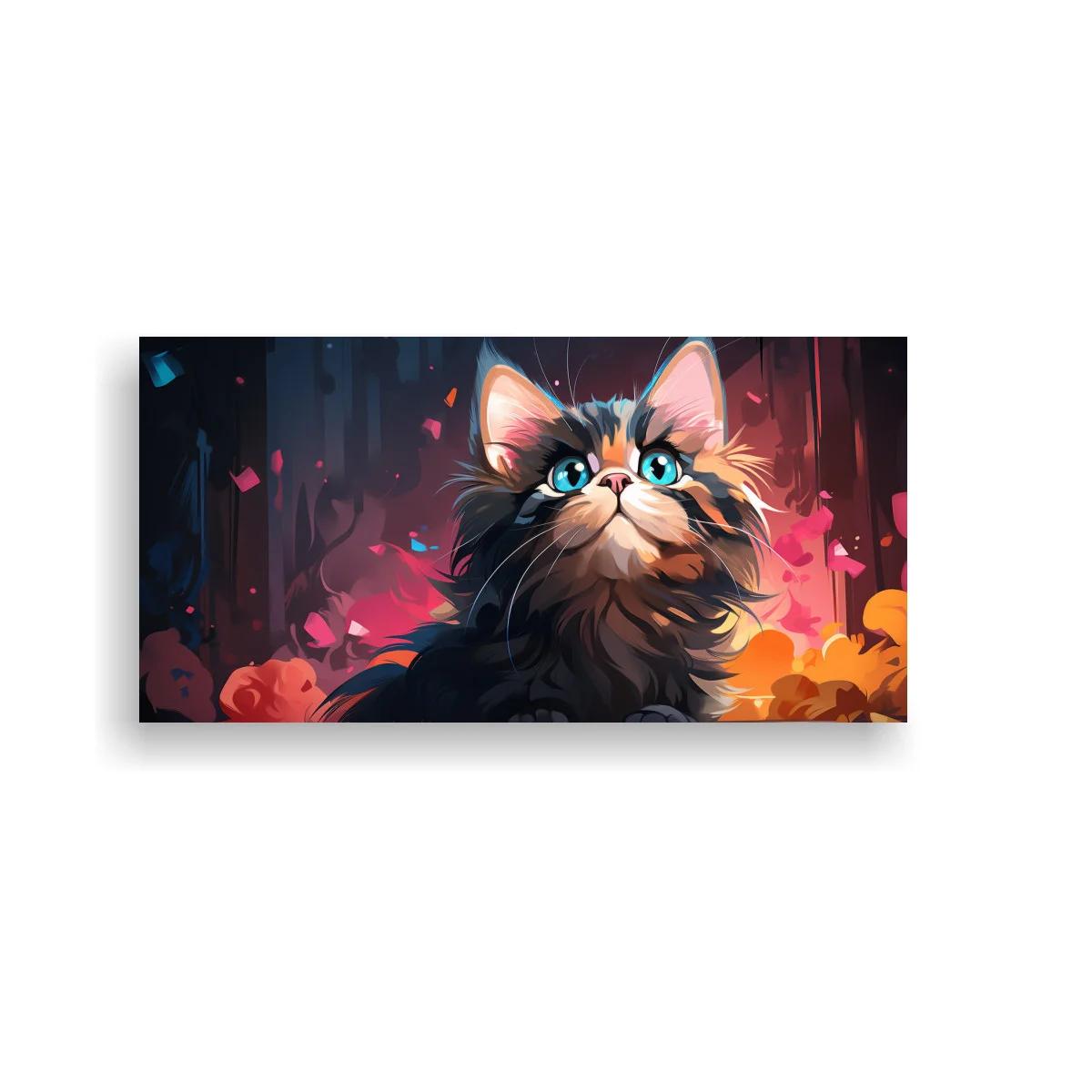 Cuadro gato de pelo largo con mirada elevada