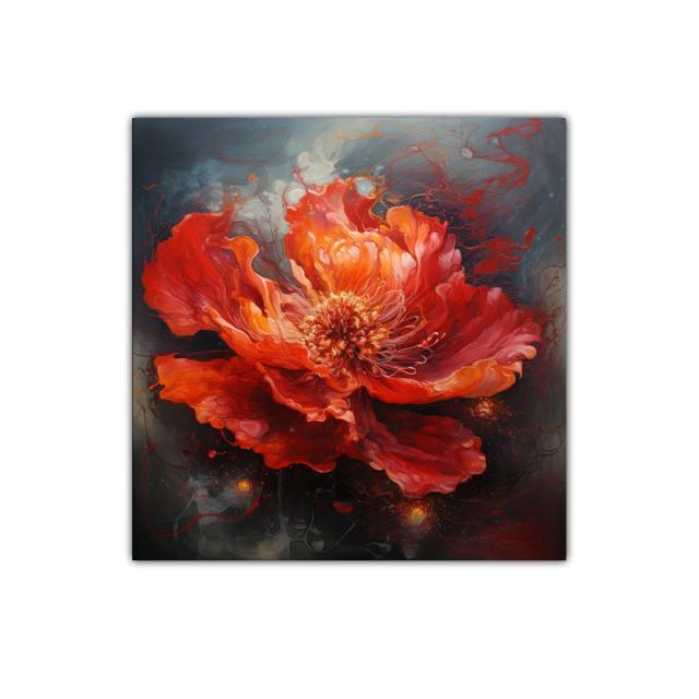 Florecer intenso en rojo vibrante con energía dinámica