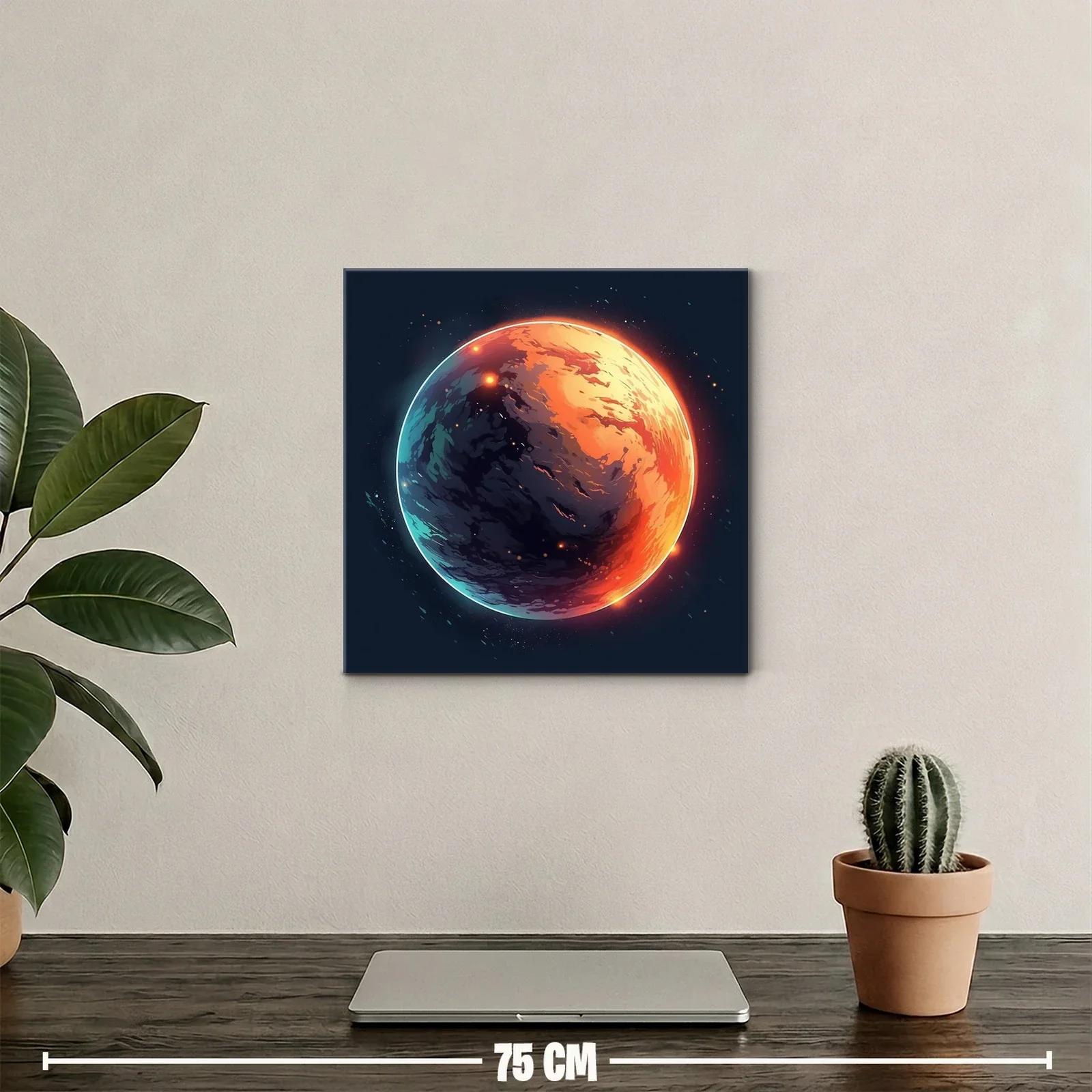 Planeta en tonos cálidos y fríos con brillo intenso — miniatura 2
