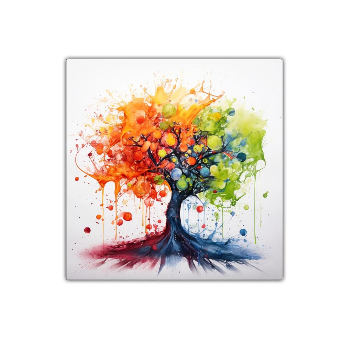 Cuadro árbol colorido con explosión de tonos vibrantes — imagen principal