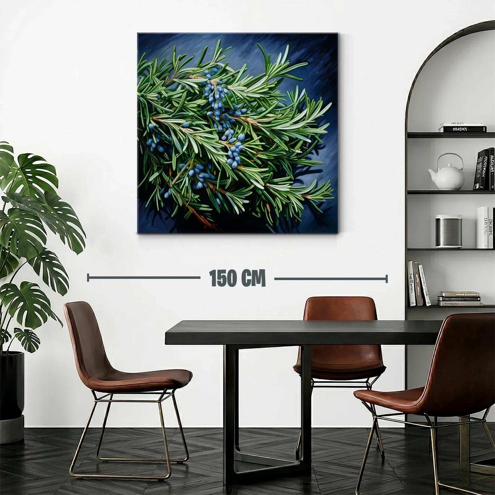 Ramas de plantas verdes con frutos azules en contraste oscuro — miniatura 2