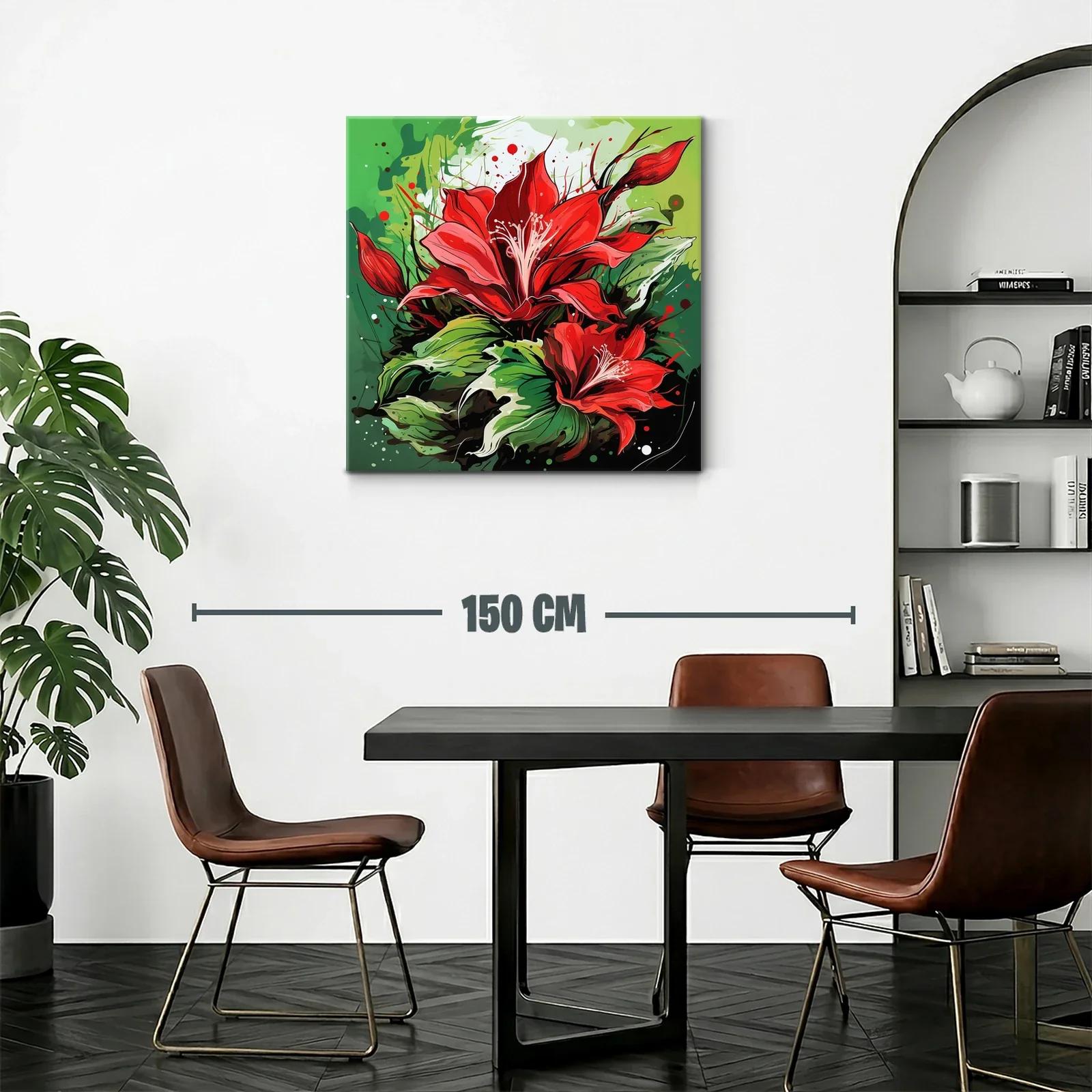 Flor roja vibrante con hojas verdes en contraste — miniatura 2