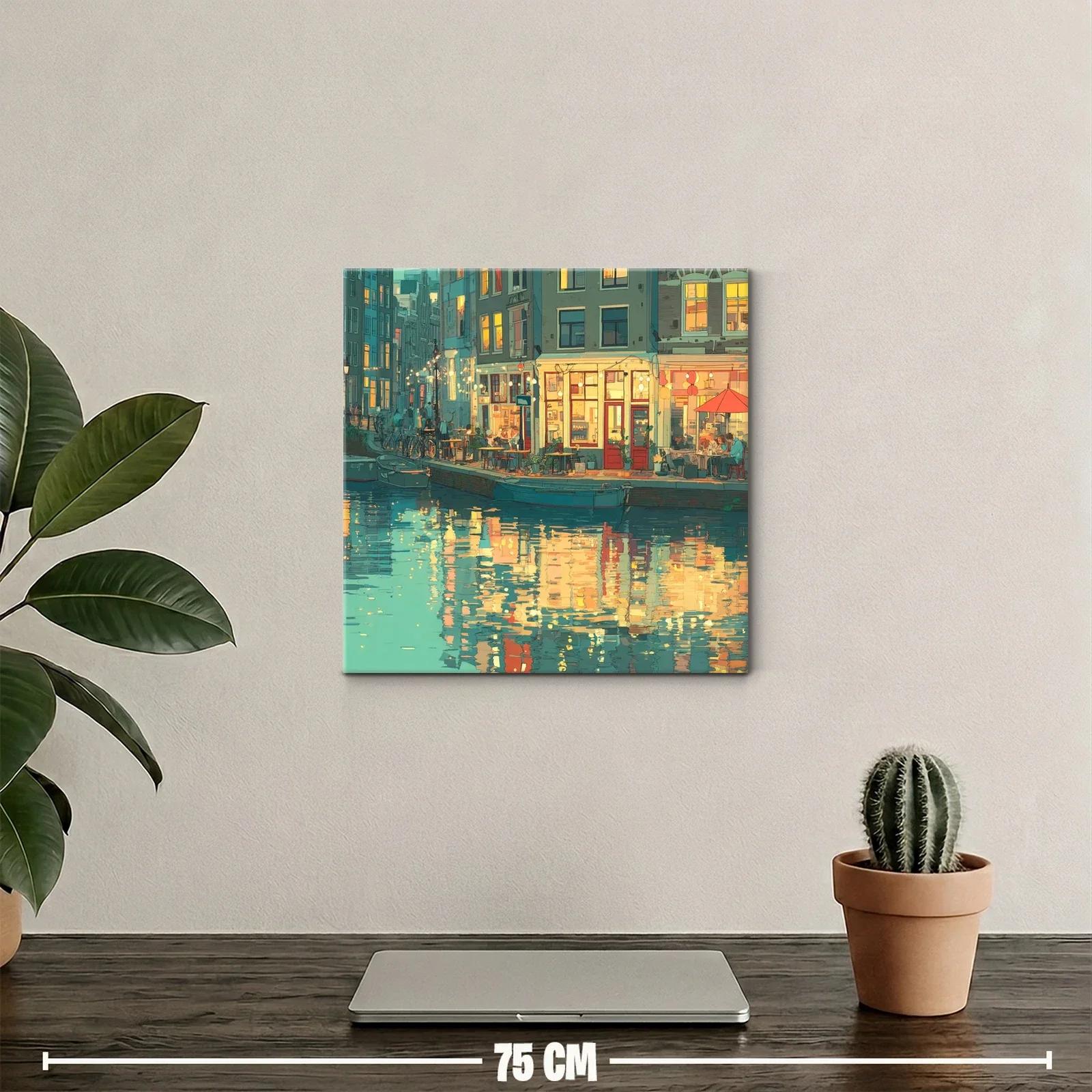 Encanto nocturno de un canal europeo iluminado — miniatura 2