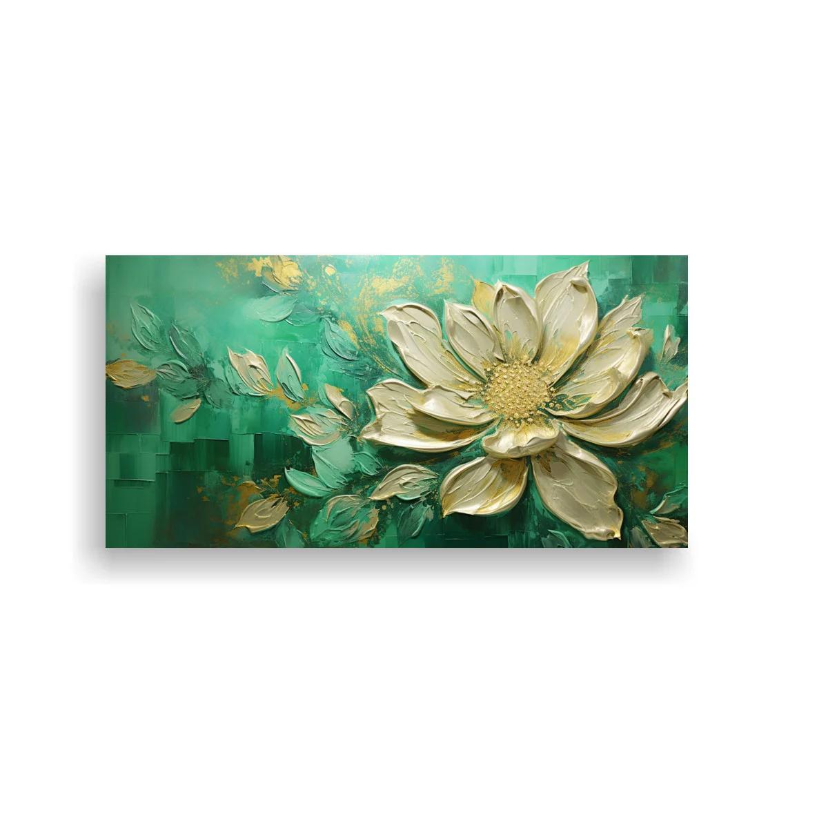 Cuadro flor de loto blanca con centro amarillo texturizado
