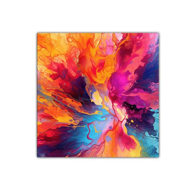 Explosión de color vibrante con tonos cálidos y fríos