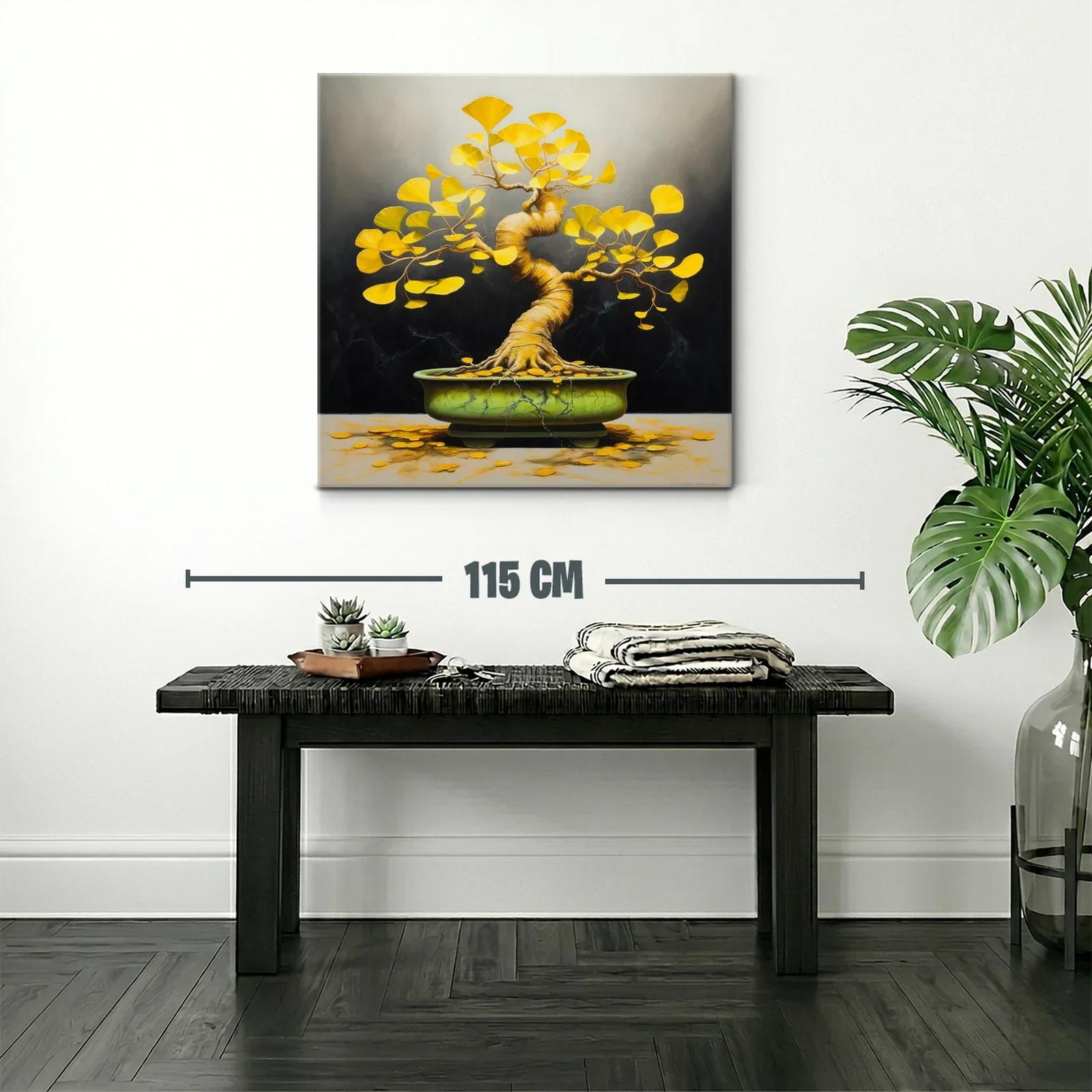 Árbol de Ginkgo con hojas doradas y maceta verde — miniatura 2