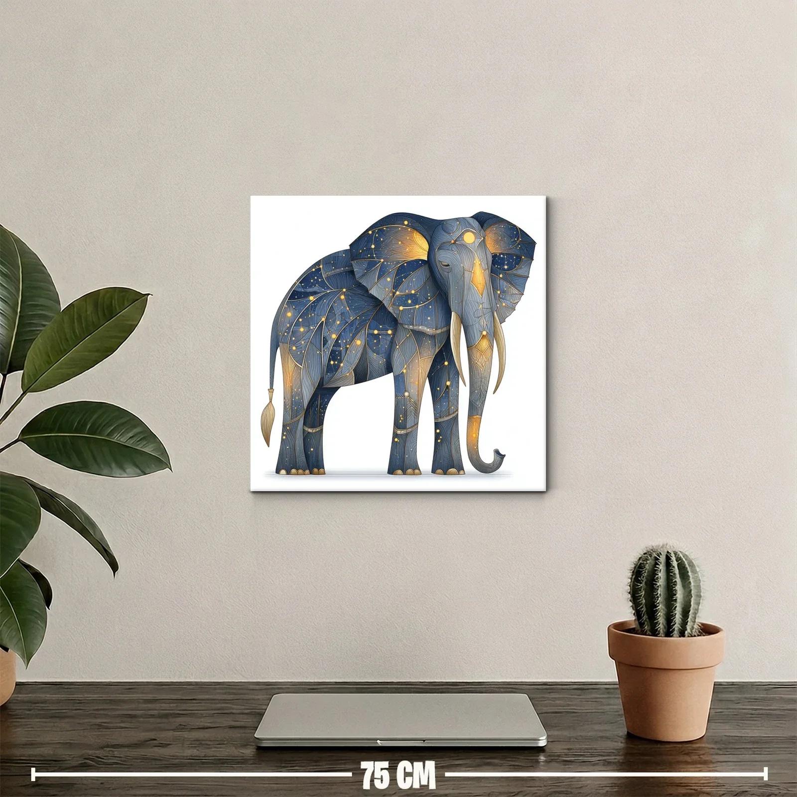 Elefante místico con constelaciones doradas y azul noche — miniatura 2