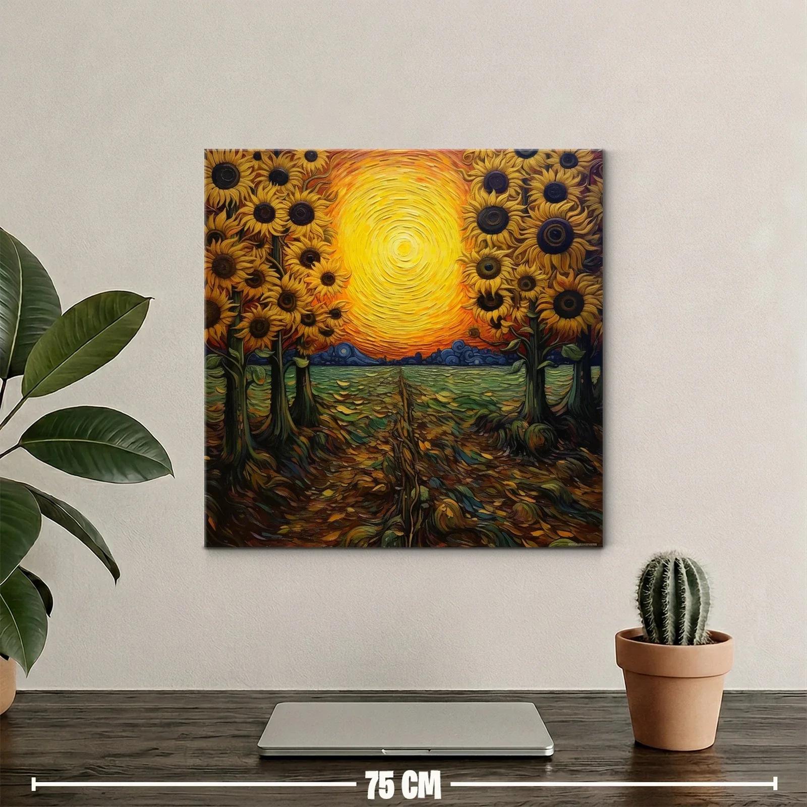 Atardecer vibrante con girasoles en campo abierto — miniatura 2